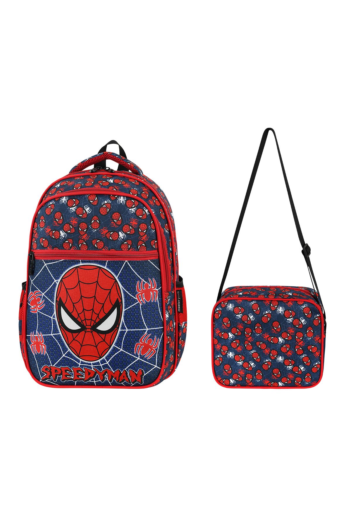 SippoTrade Spider boy Desenli Sırt Ortopedili Beslenmeli İlk Okul Sırt Çantası
