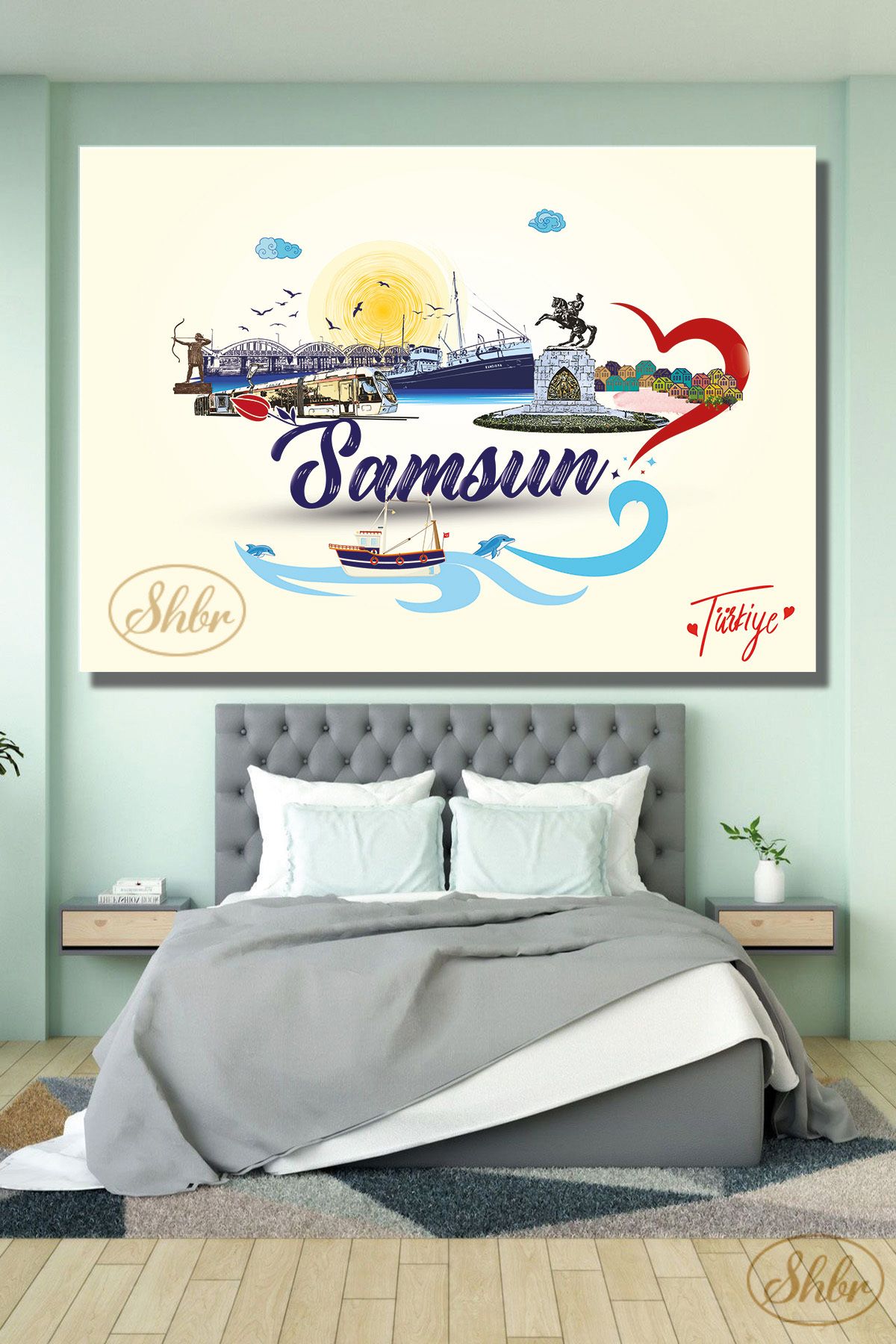 Şehber Tekli, Yatay, Kanvas, Dekoratif, Duvar, Tablosu , Samsun, Tasarım, Çizim,