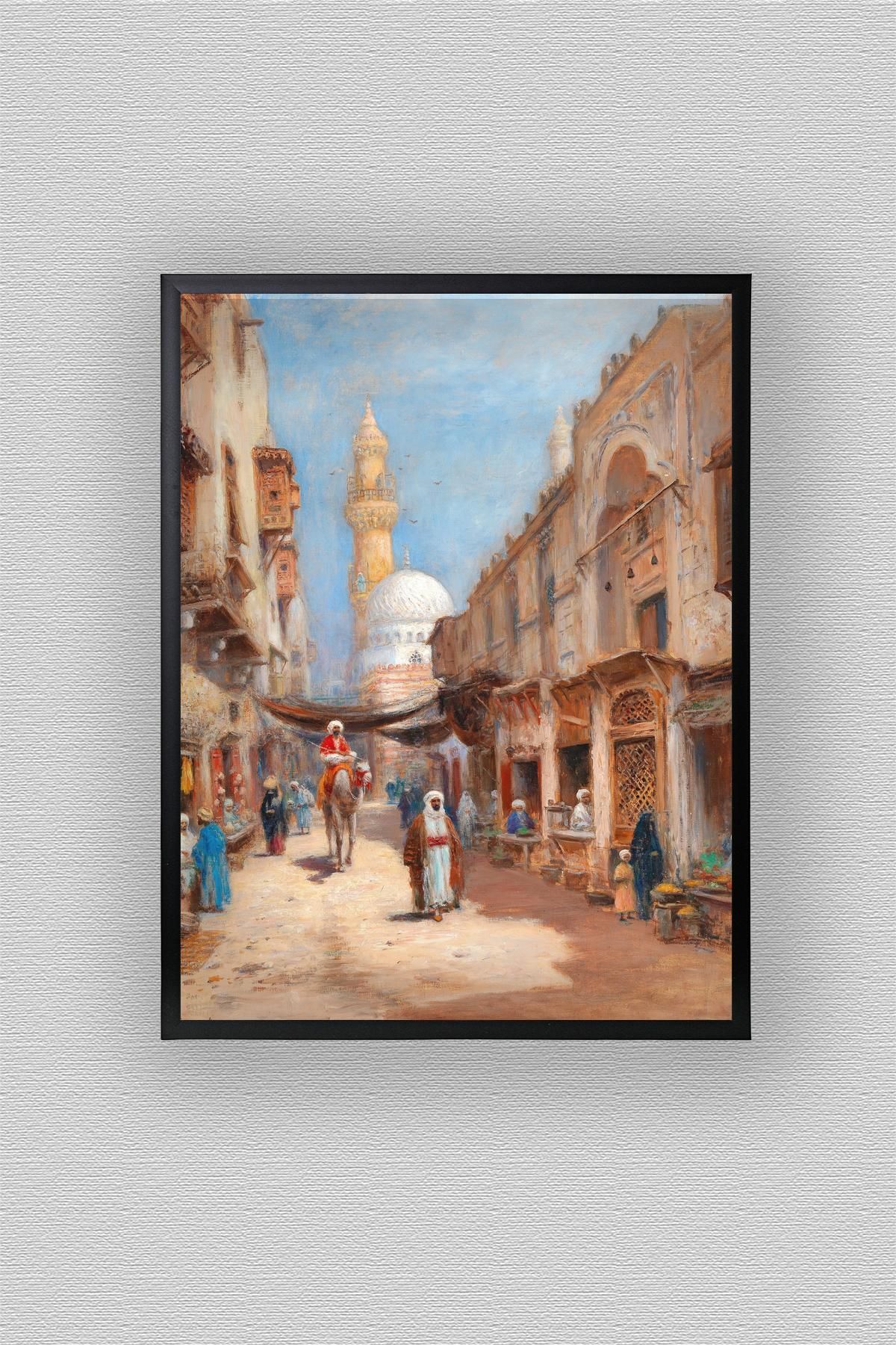 WoodyArts İnsanlar ve Cami - Siyah Çerçeve