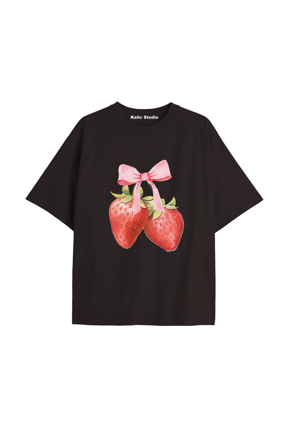 Kalic Studio Y2k vintage Cherry Baskılı Sİyah T-shirt KOD 87