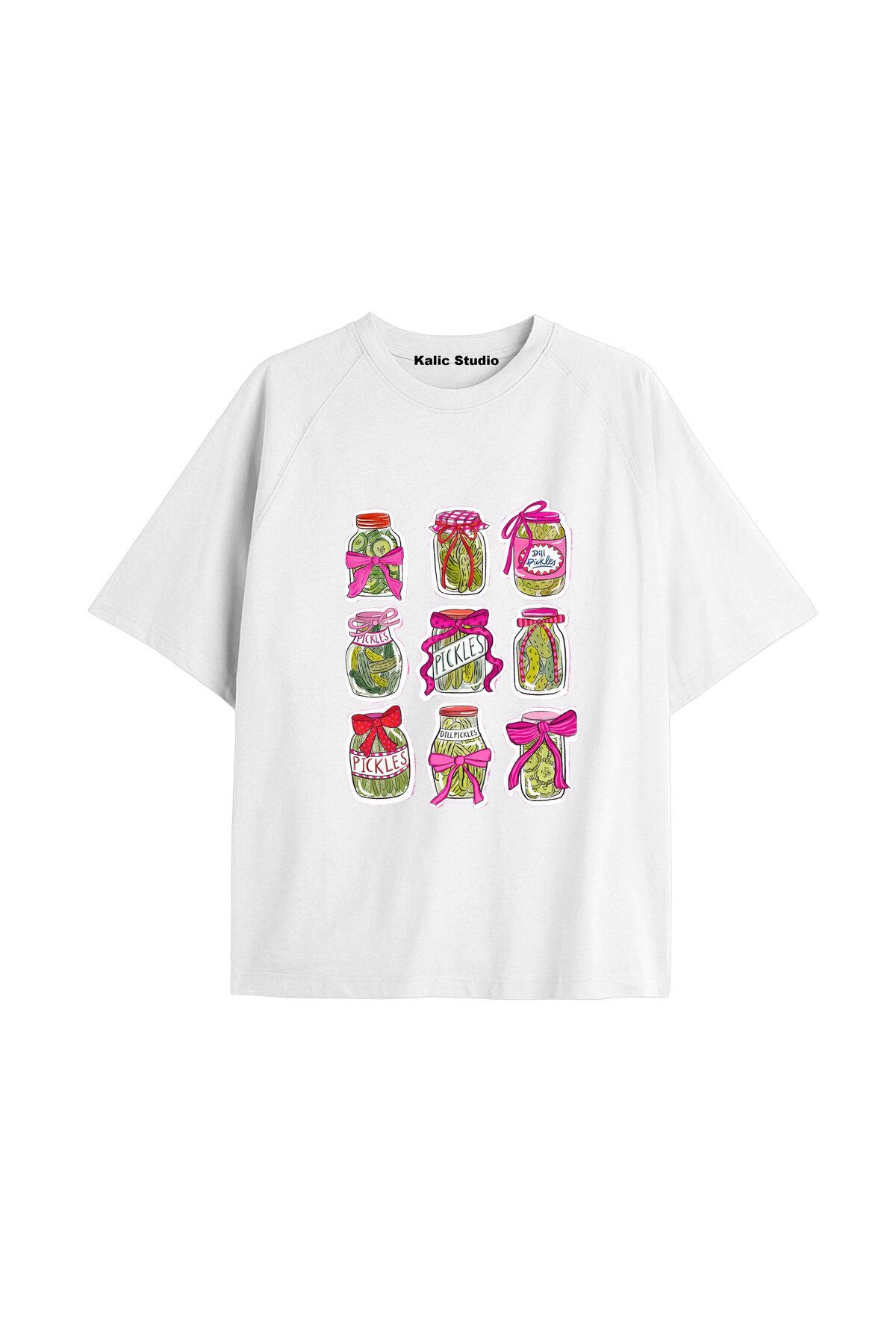 Kalic Studio Y2k vintage Pickles Baskılı Beyaz T-shirt KOD 216