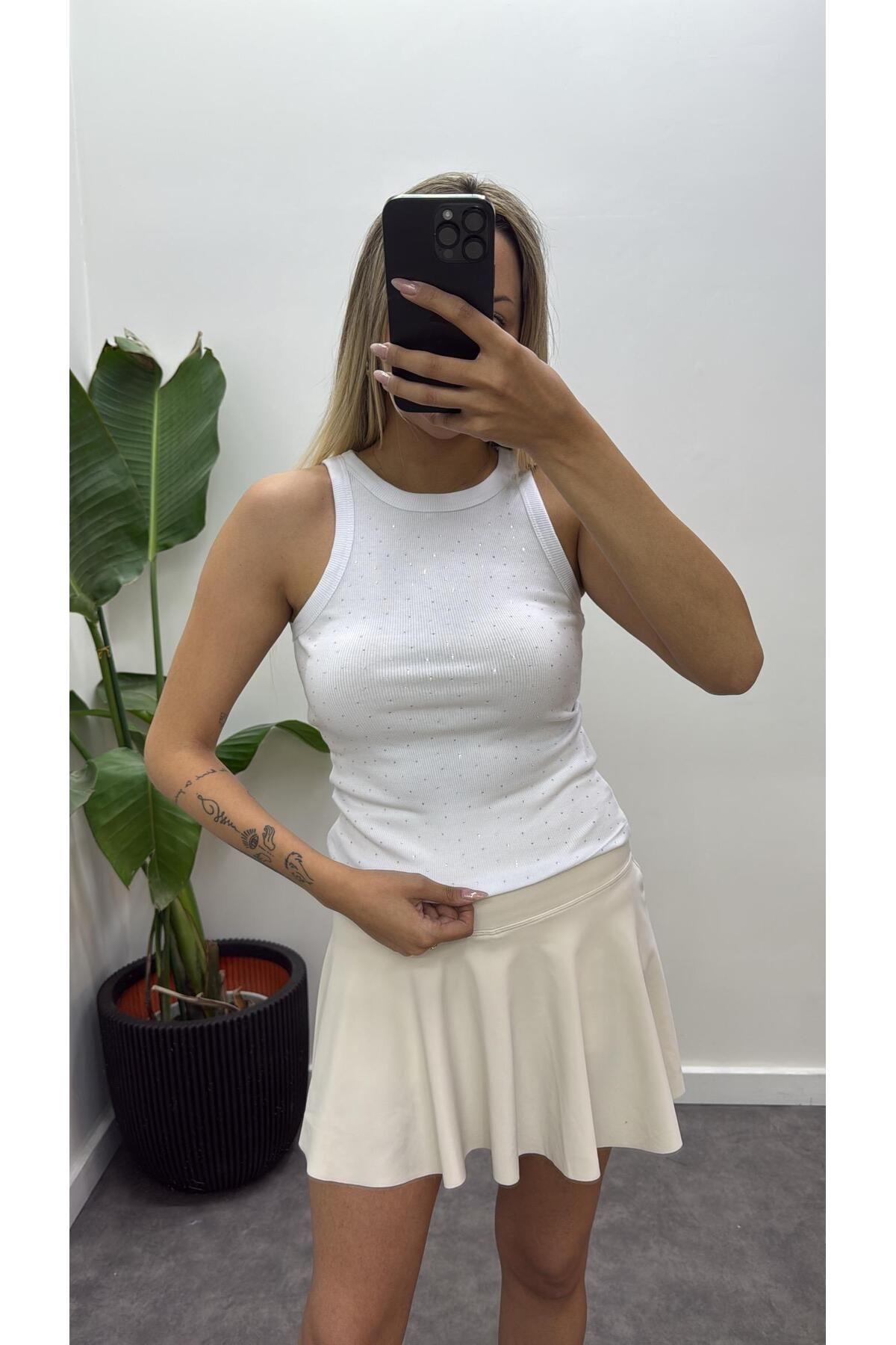 Acar Boutique Ful Taşlı Ribana Atlet