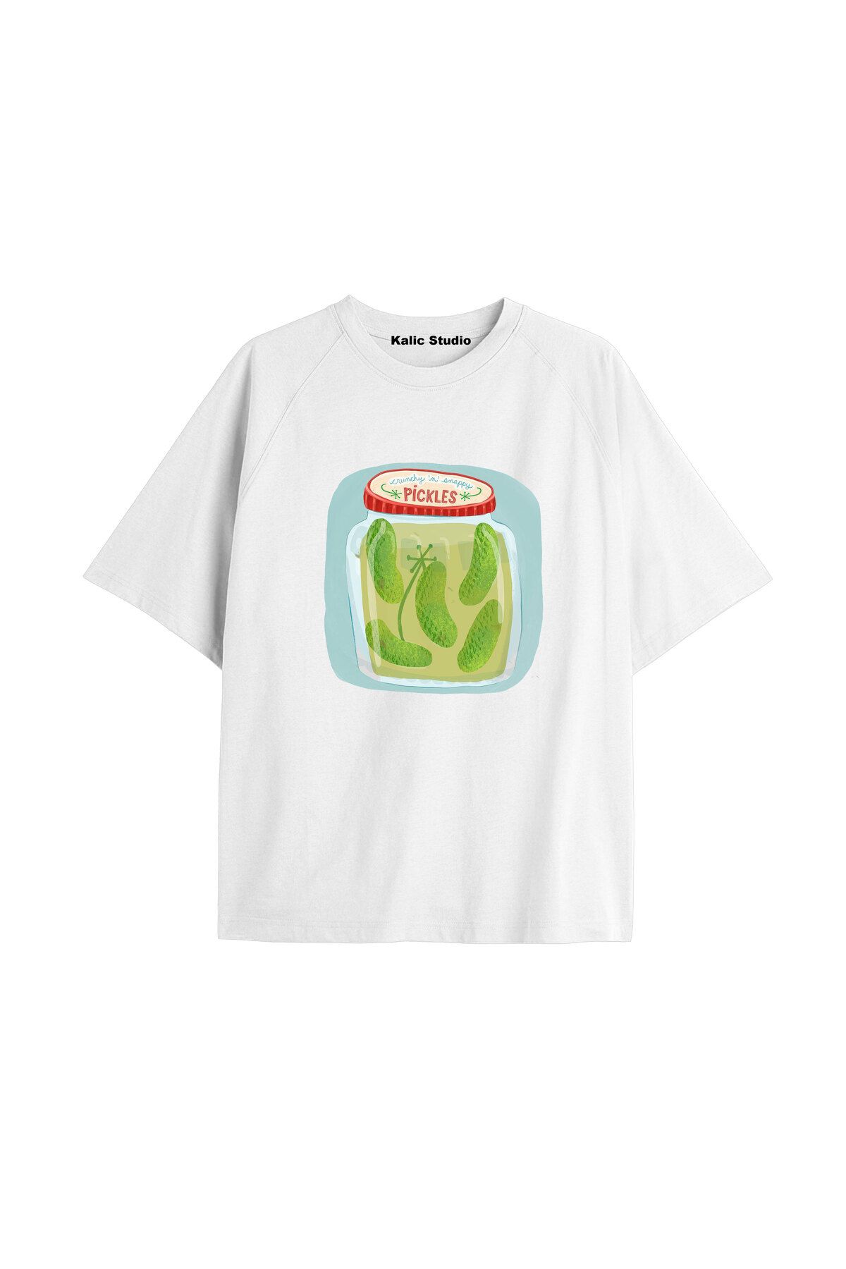 Kalic Studio Y2k vintage Pickles Baskılı Beyaz T-shirt KOD 218