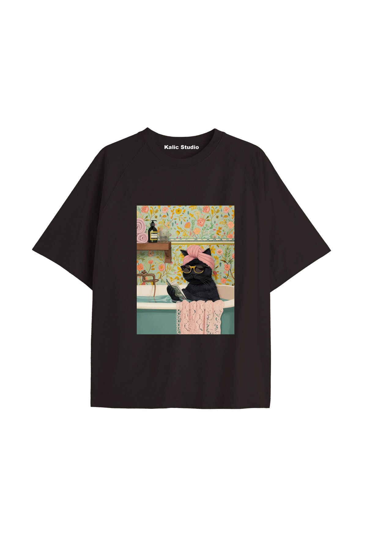 Kalic Studio Y2k vintage Cats Baskılı Sİyah T-shirt KOD 30