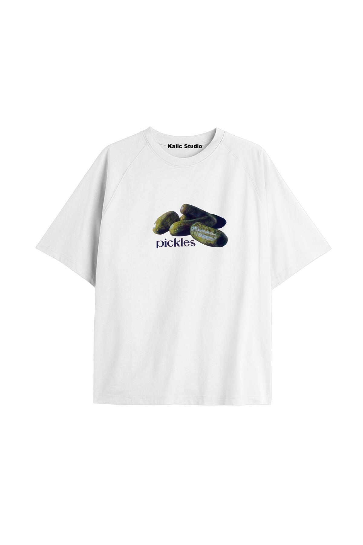 Kalic Studio Y2k vintage Pickles Baskılı Beyaz T-shirt KOD 210