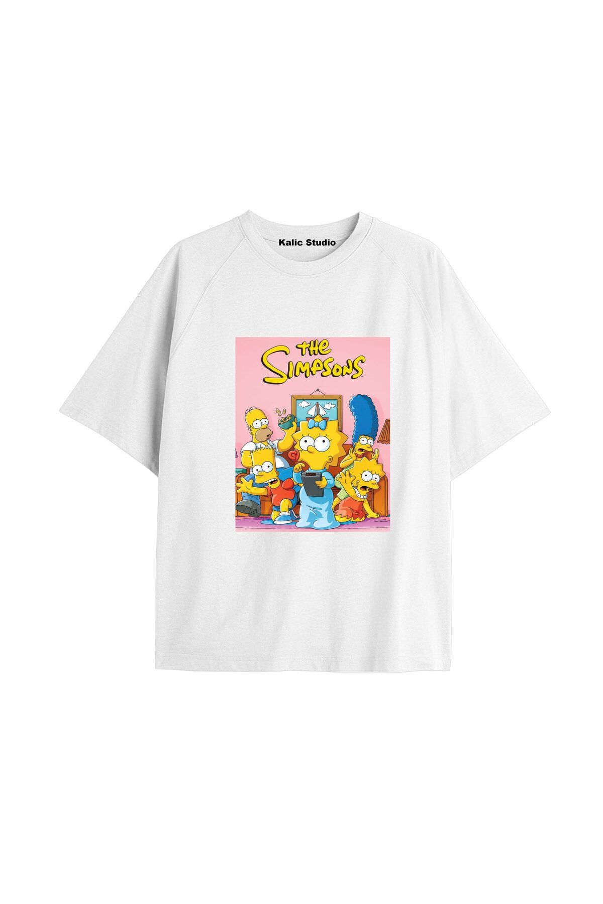 Kalic Studio Y2k vintage Simpson Baskılı Beyaz T-shirt KOD 260