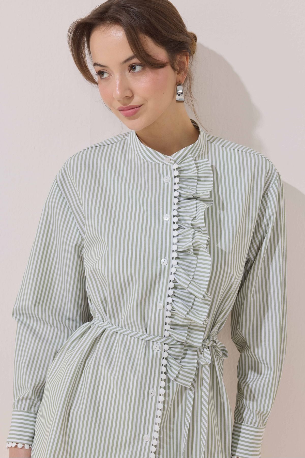 NUR KALAY COLLECTION FİSTOLU ÇİZGİLİ TUNİK