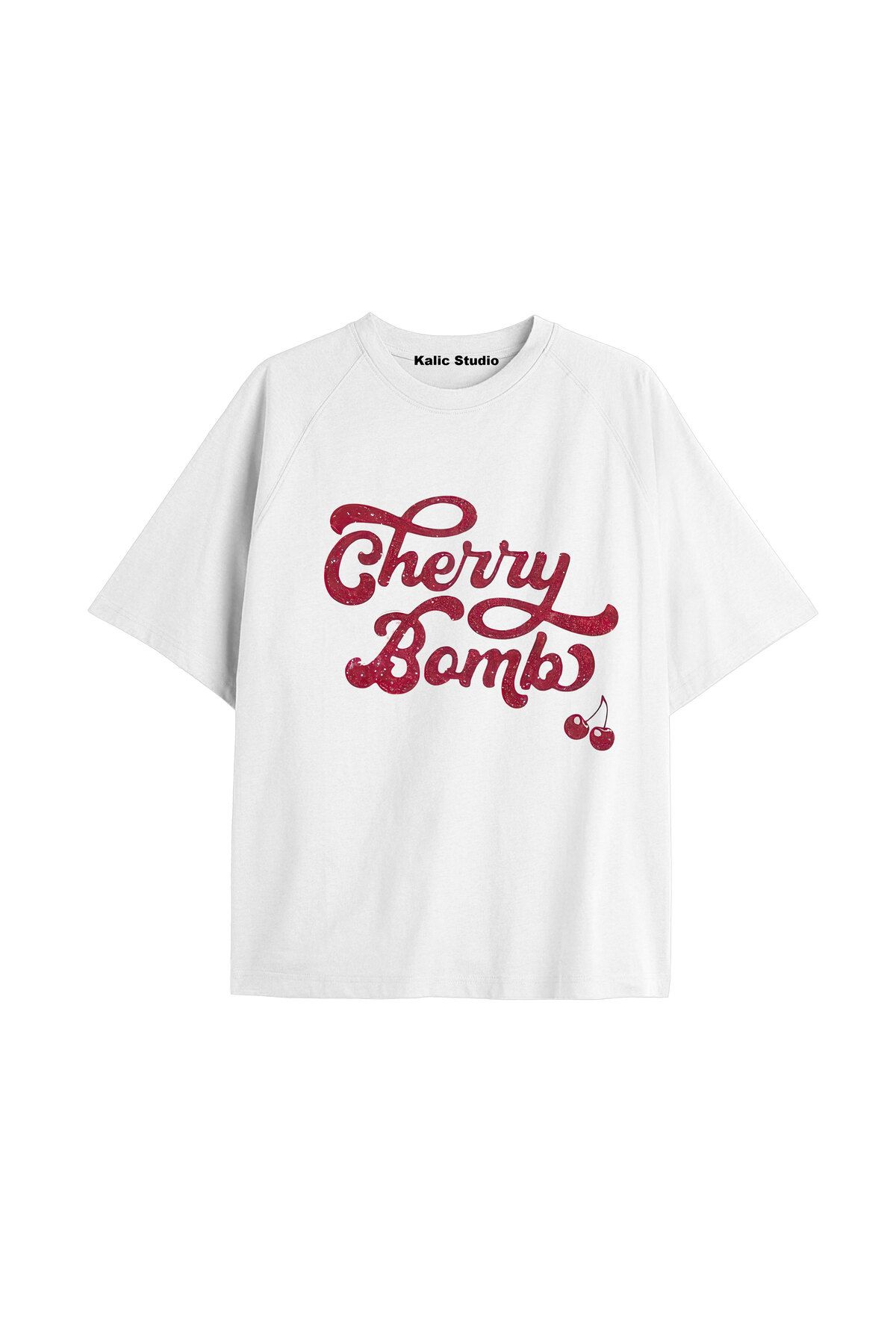 Kalic Studio Y2k vintage Cherry Baskılı Sİyah T-shirt KOD 64
