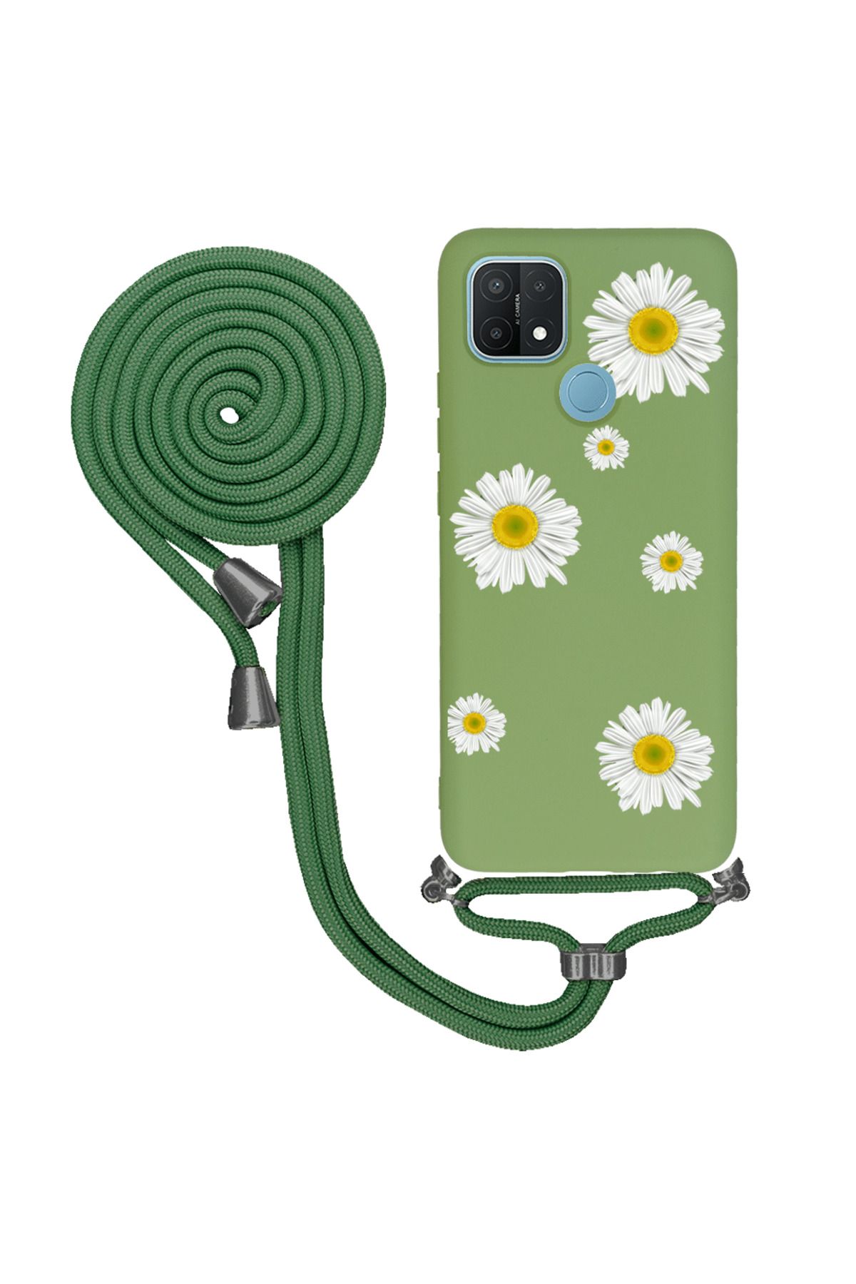 Royaleks Oppo A15s İpli Lansman Kılıf - Papatyalı