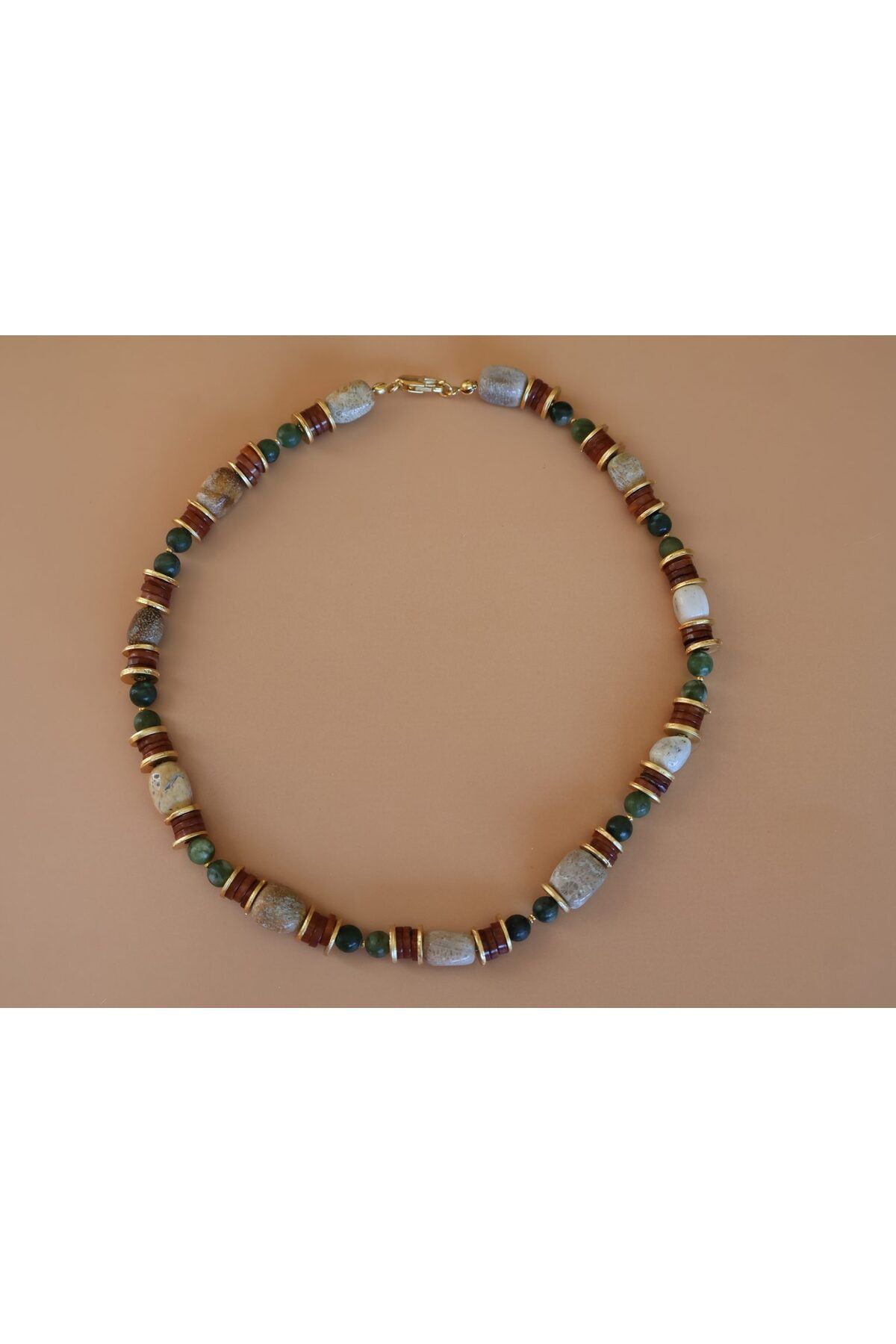B Design jewelry Pocahontas Yeşim Taşı ve Havlit Taşı Kolye
