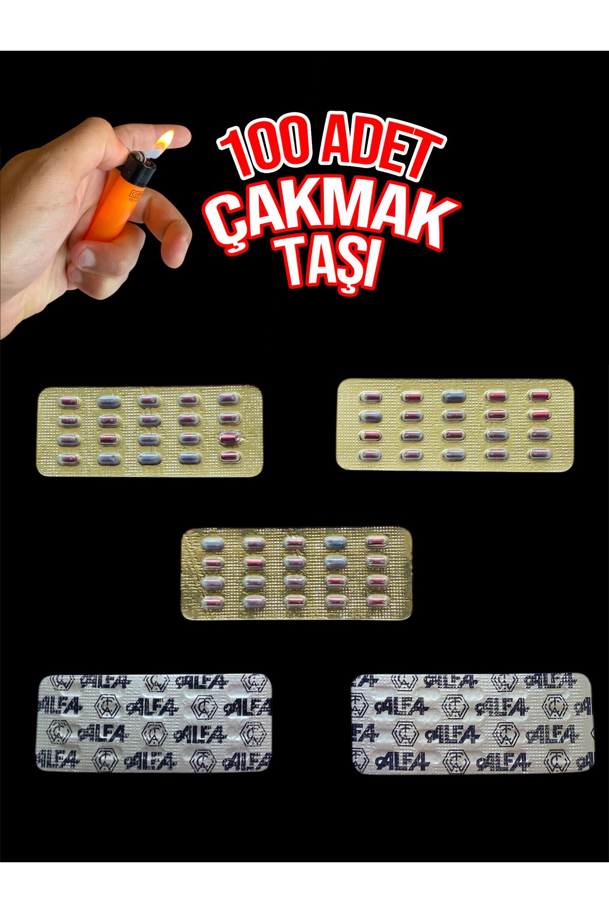 Alfa Çakmak Taşı 100 Adet 1. Sınıf 5 Tablet
