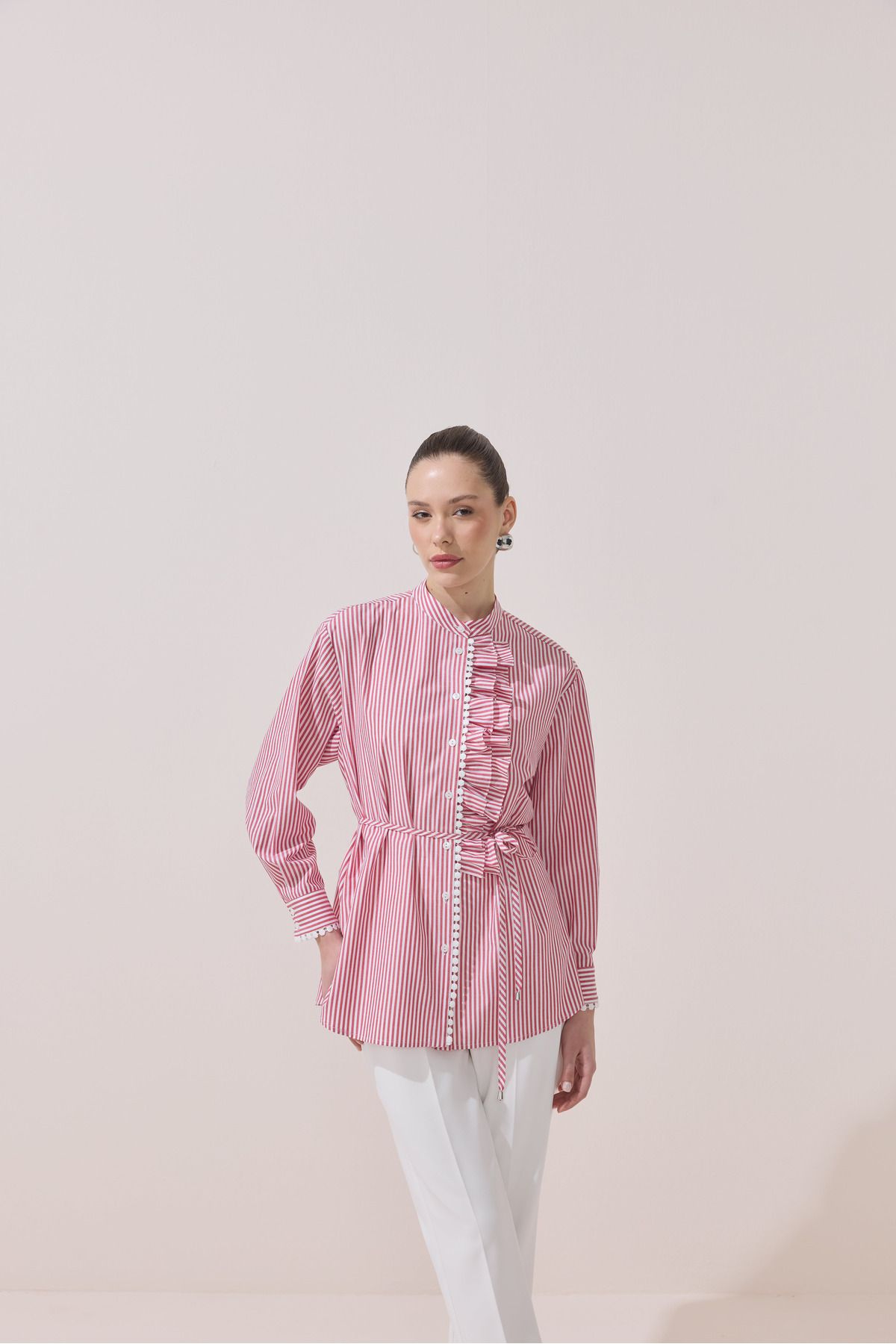 NUR KALAY COLLECTION FİSTOLU ÇİZGİLİ TUNİK