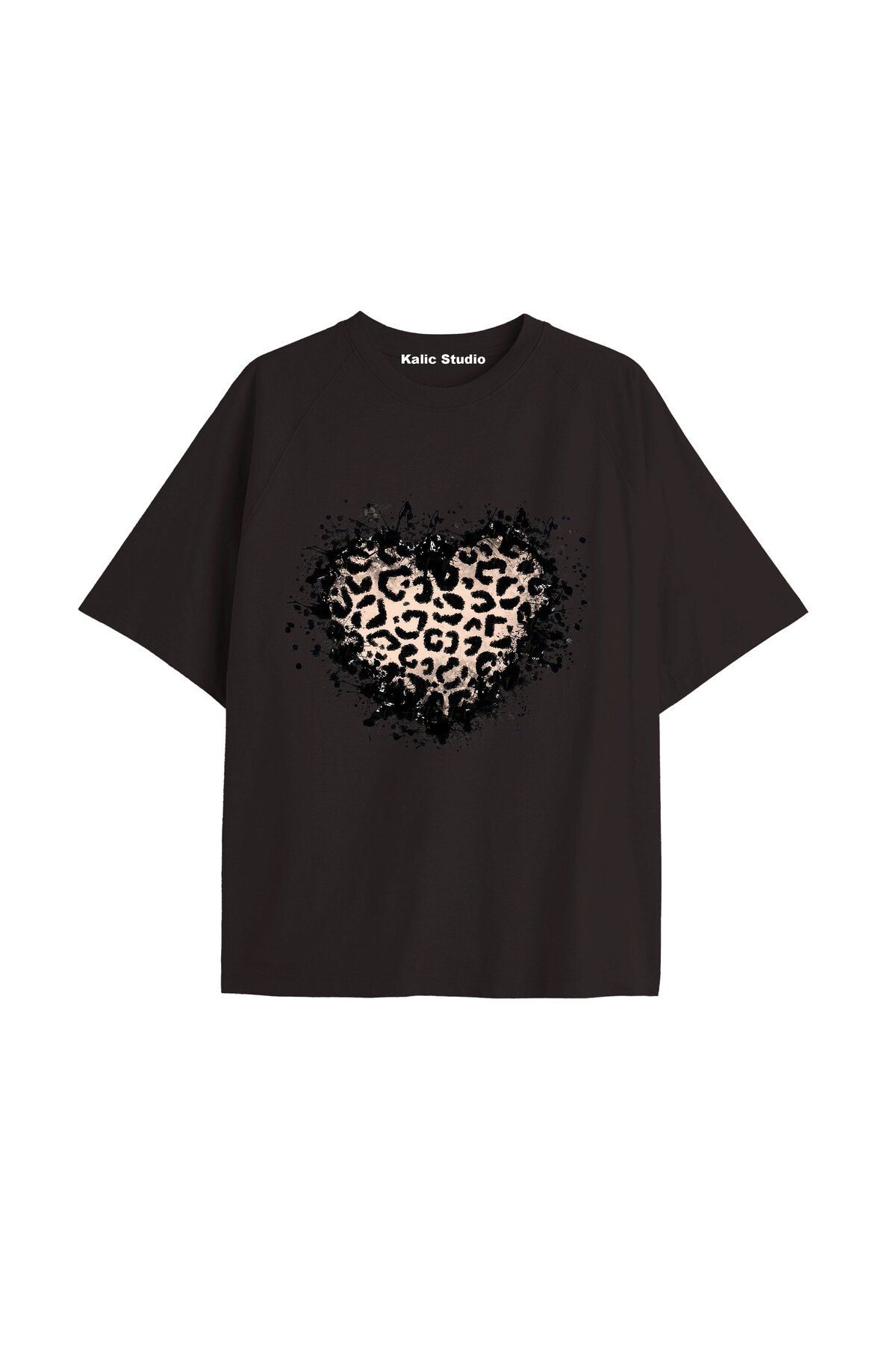 Kalic Studio Y2k vintage Leopar Baskılı Sİyah T-shirt KOD 182