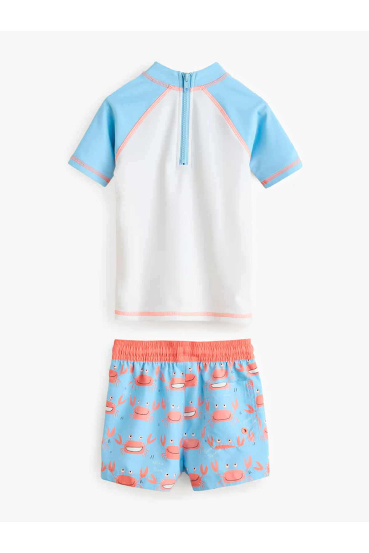 Next Baby Güneş Geçirmez UPF50 İki Parça Mavi Beyaz Renkli Yengeç Temalı Erkek Çocuk Mayo/Şort Seti ALYE22306 fotoğrafı 6 (önizleme)