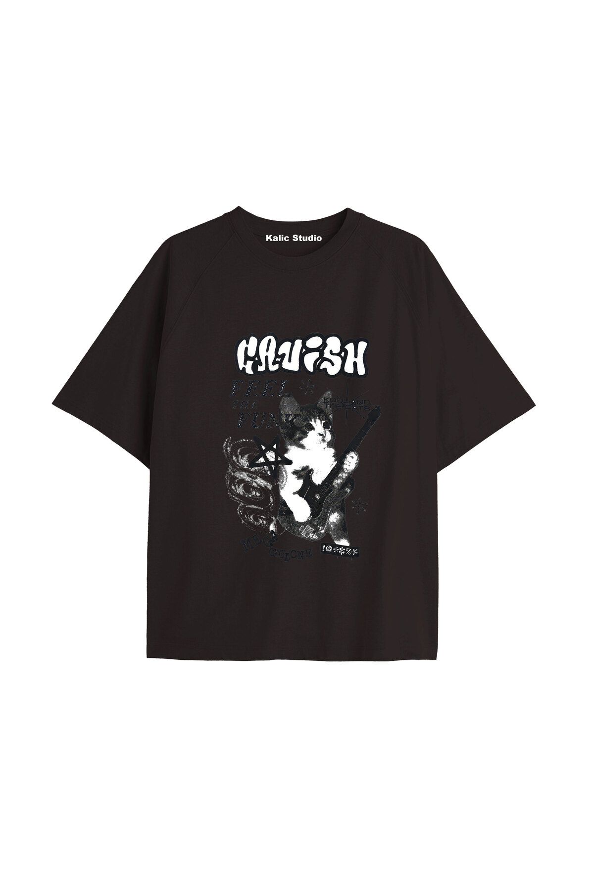Kalic Studio Y2k vintage Cats Baskılı Sİyah T-shirt KOD 31