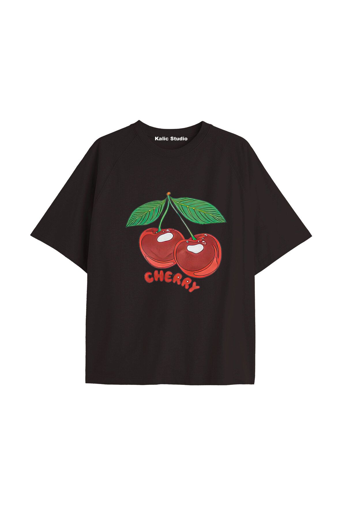 Kalic Studio Y2k vintage Cherry Baskılı Sİyah T-shirt KOD 88