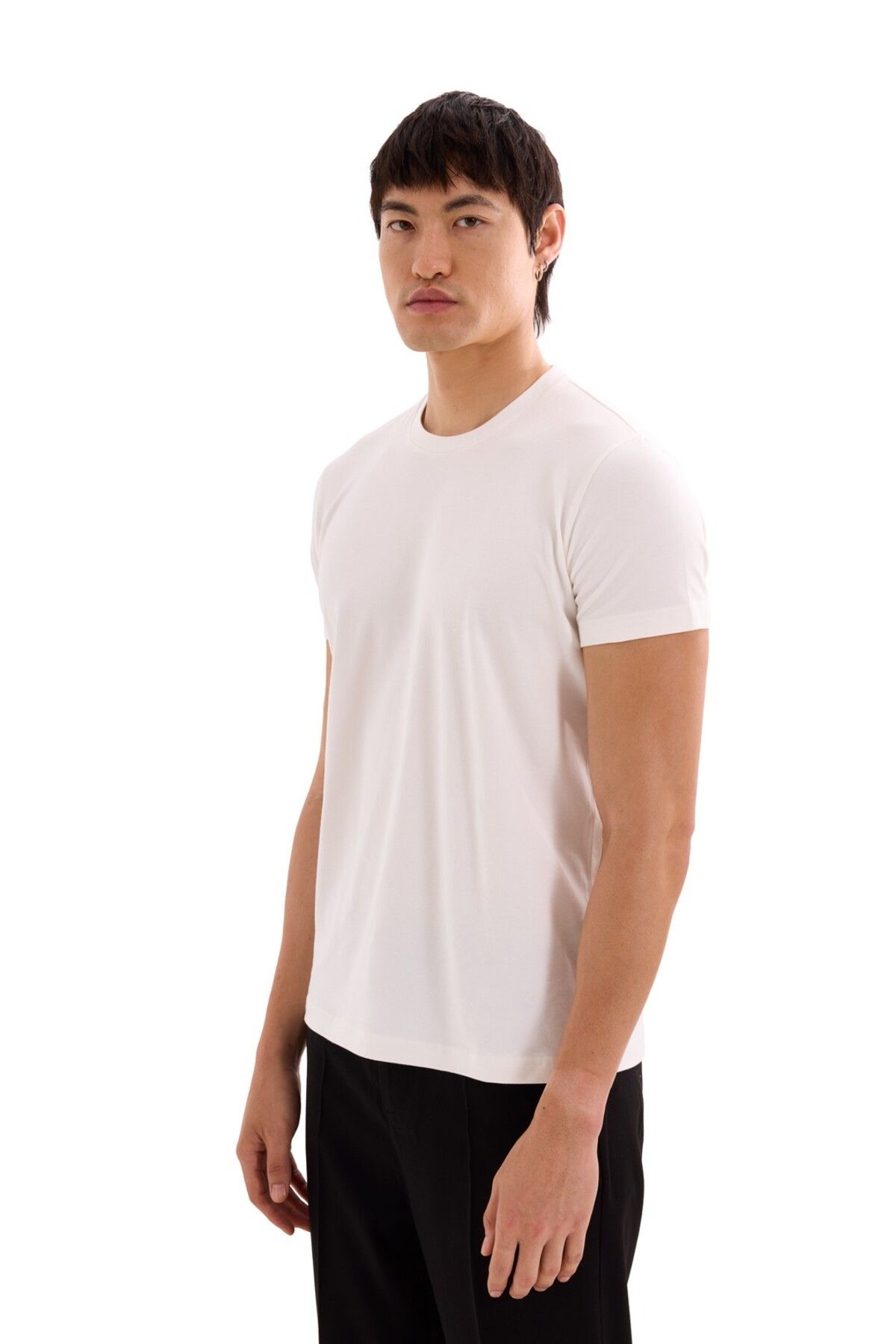MORREZ Ekru Pamuklu Slim Fit T-Shirt