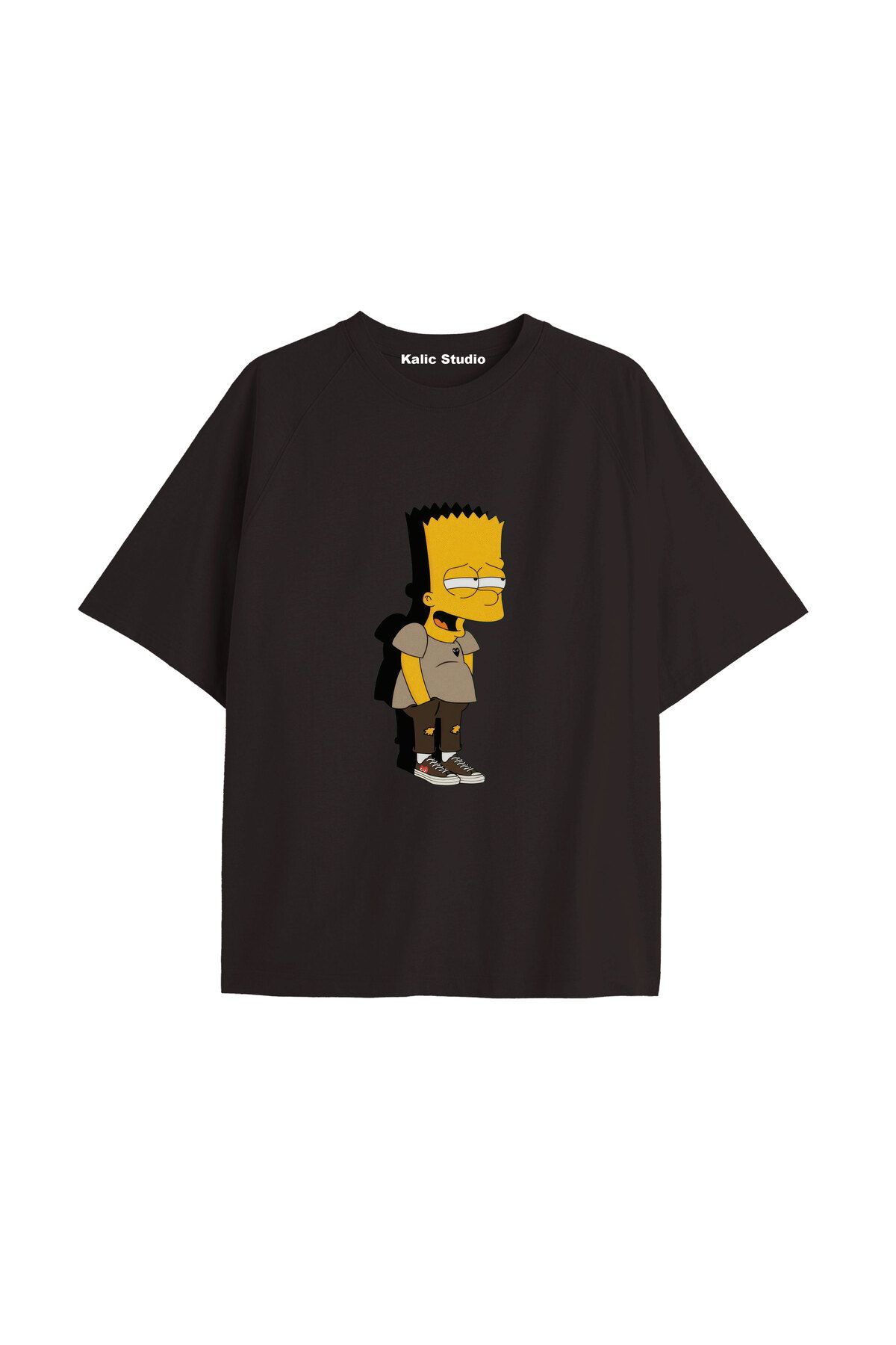 Kalic Studio Y2k vintage Simpson Baskılı Sİyah T-shirt KOD 286