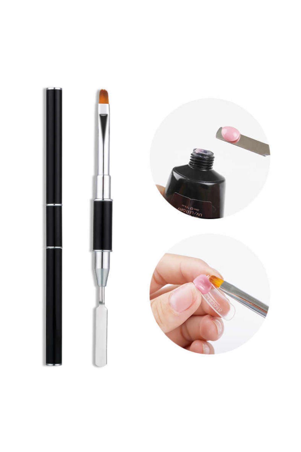Defnail Kapaklı Spatulalı Poly Jel Fırçası