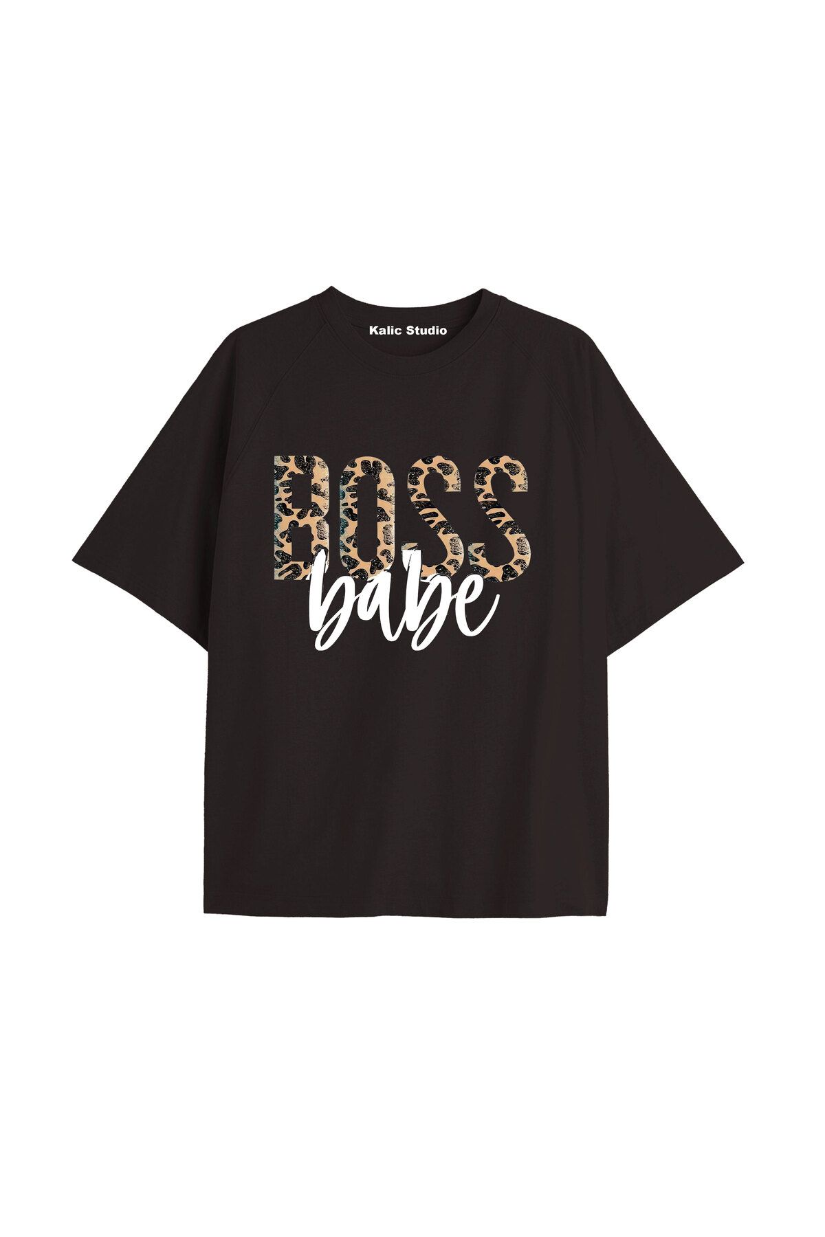 Kalic Studio Y2k vintage Leopar Baskılı Sİyah T-shirt KOD 172