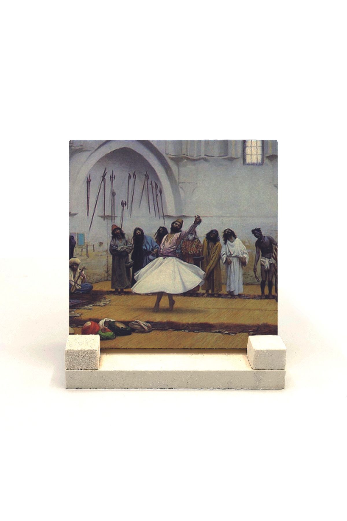 Souvenest Semah Eden Dervişler Resmi Baskılı Doğaltaş Masaüstlük 10x10 Krt-137