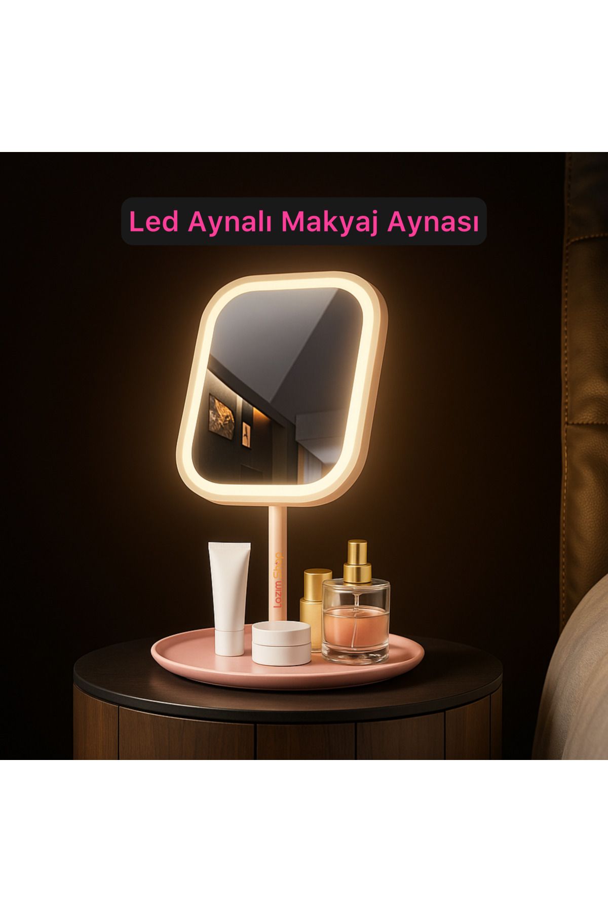 Lazım Shop Led Işıklı Makyaj Aynası 3 Modlu Usb Şarjlı