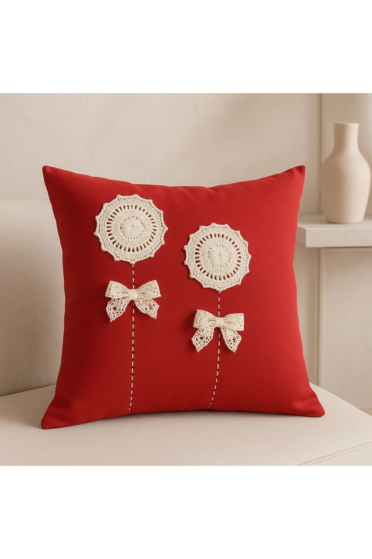 BELİNİS 40 X 40 CM DEKORATİF EL İŞÇİLİĞİ İÇ DOLGULU KIRLENT