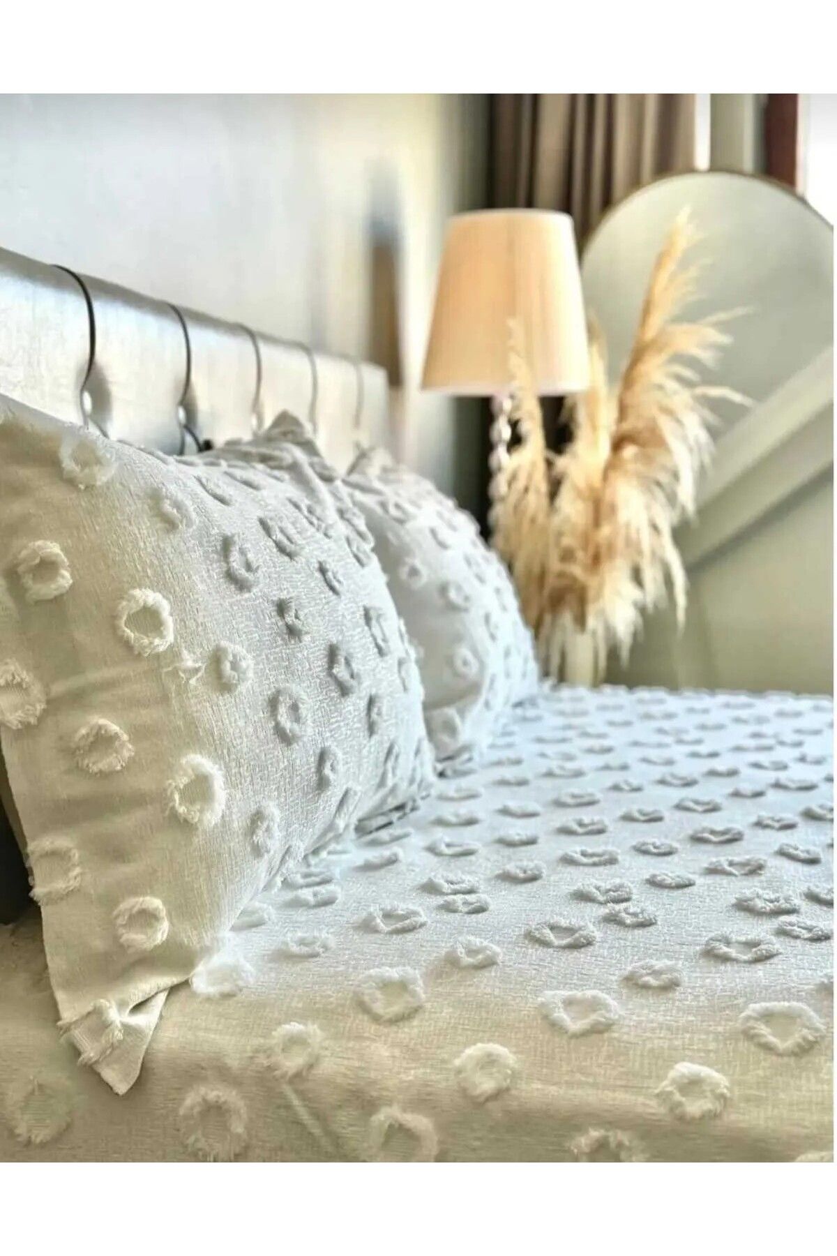 d'niss home touch of nature in your home-3 Piece Double Bedspread with Pompom Pattern 2
