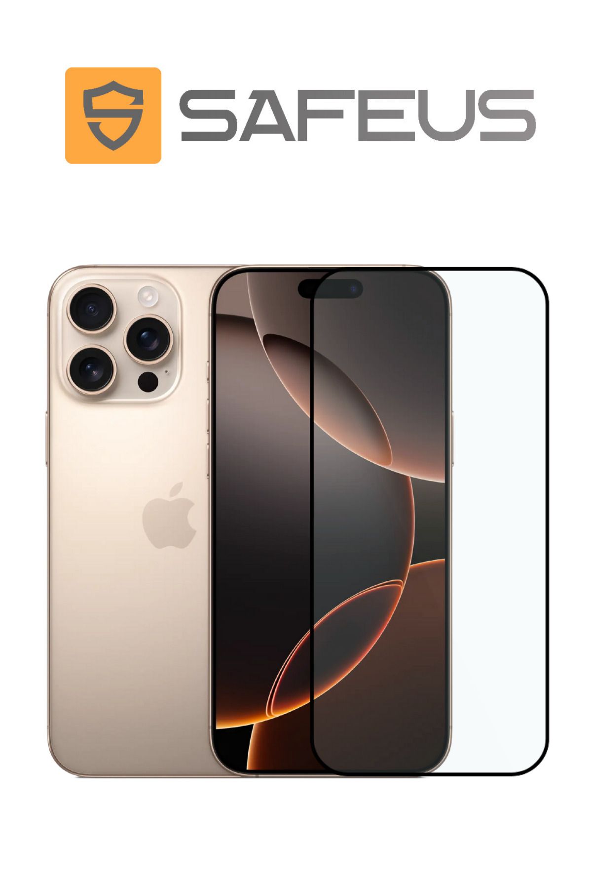 SAFEUS iPhone 16 Pro Max 9H+ Tam Kaplayan Parmak İzi Bırakmayan Safir Ekran Koruyucu Cam