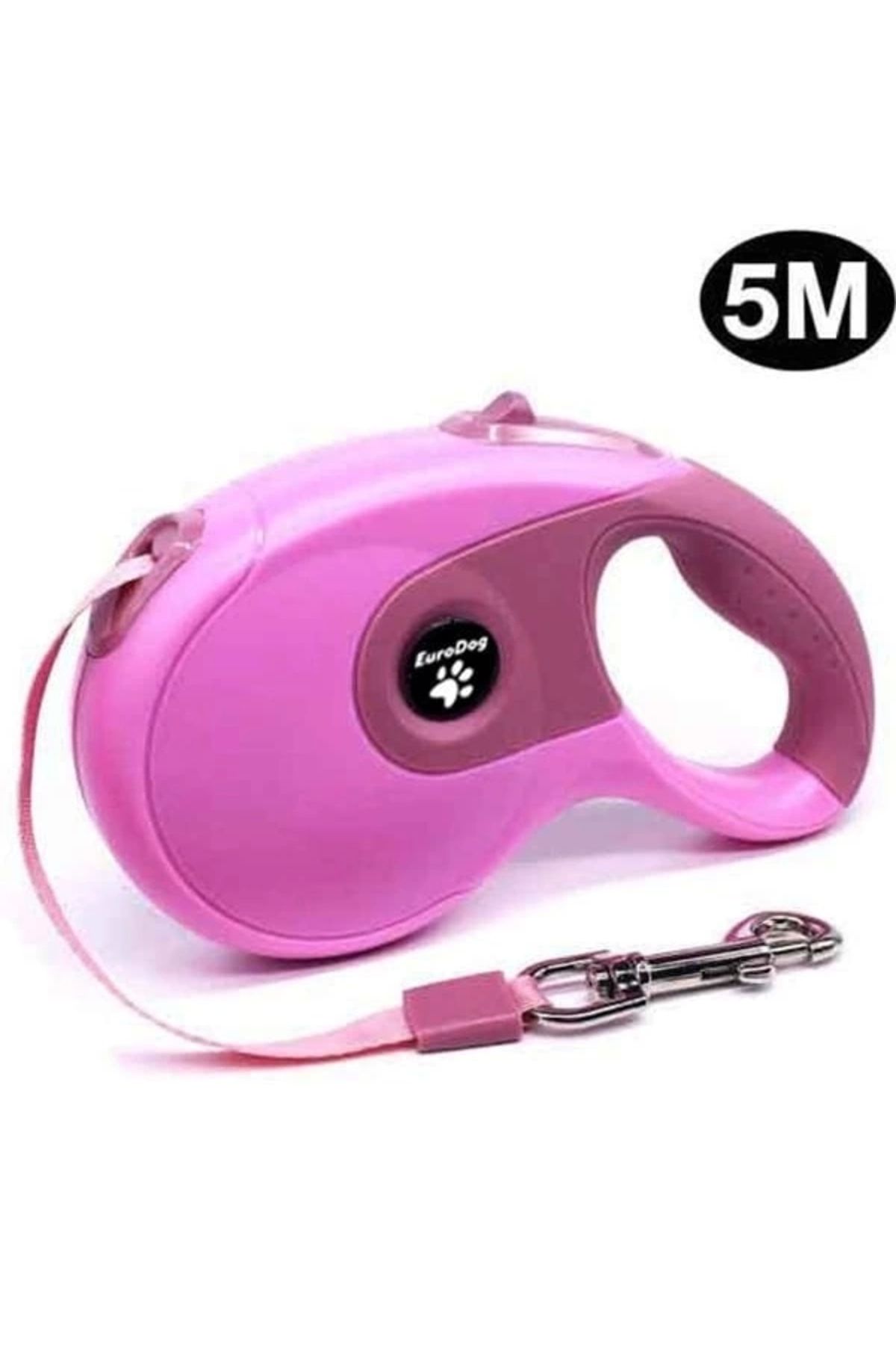 ShopNova Euro Dog Otomatik Köpek Gezdirme Tasması Yumusak Doku Pembe 5 Mt