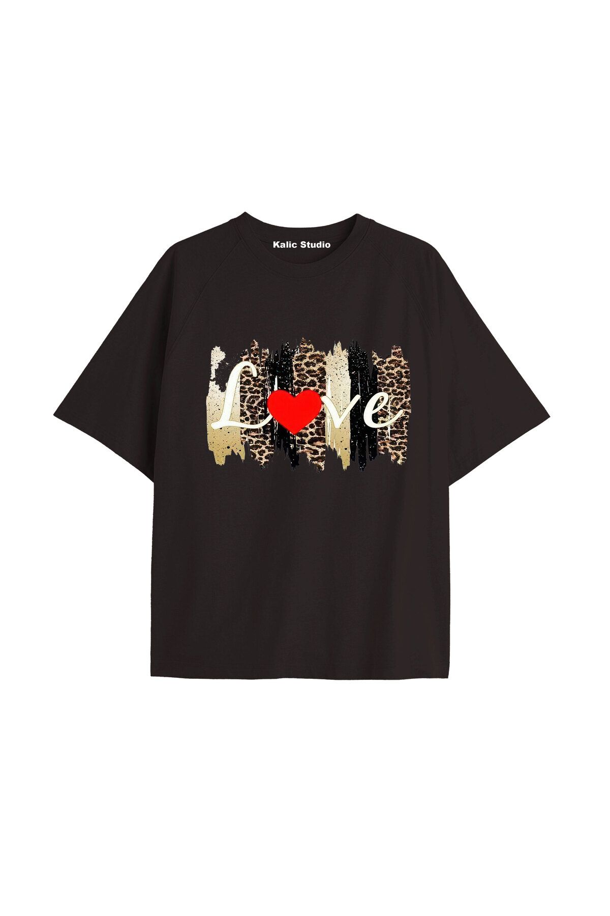 Kalic Studio Y2k vintage Leopar Baskılı Sİyah T-shirt KOD 171