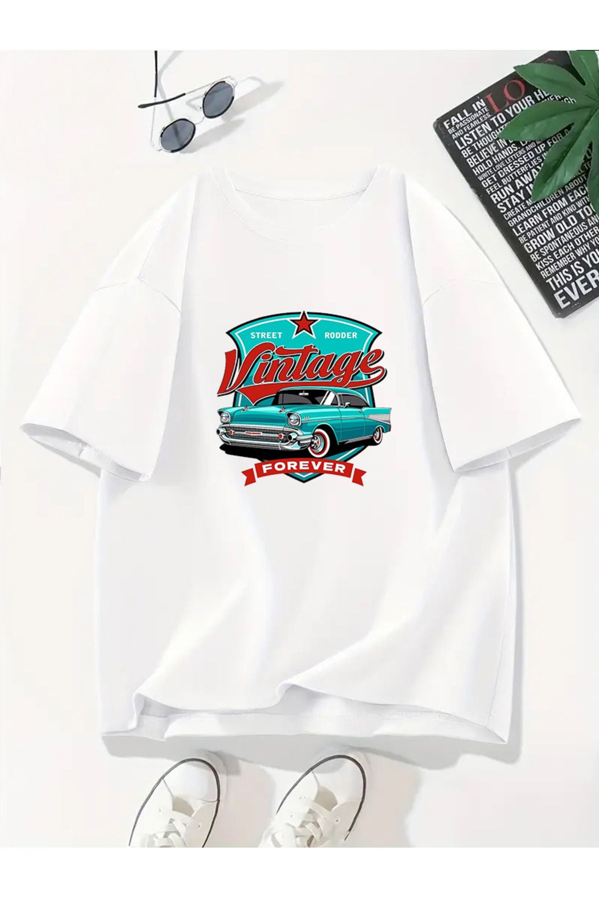 MODA Unisex Oversize Kalıp Vintage Baskılı T-Shirt
