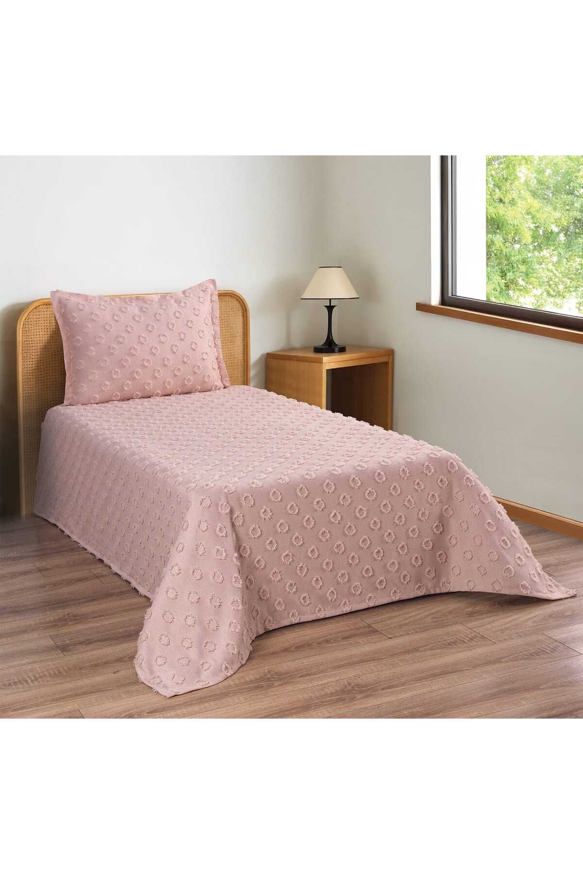 d'niss home touch of nature in your home Ponpon Desenli 2 Parça Tek Kişilik Yatak Örtüsü