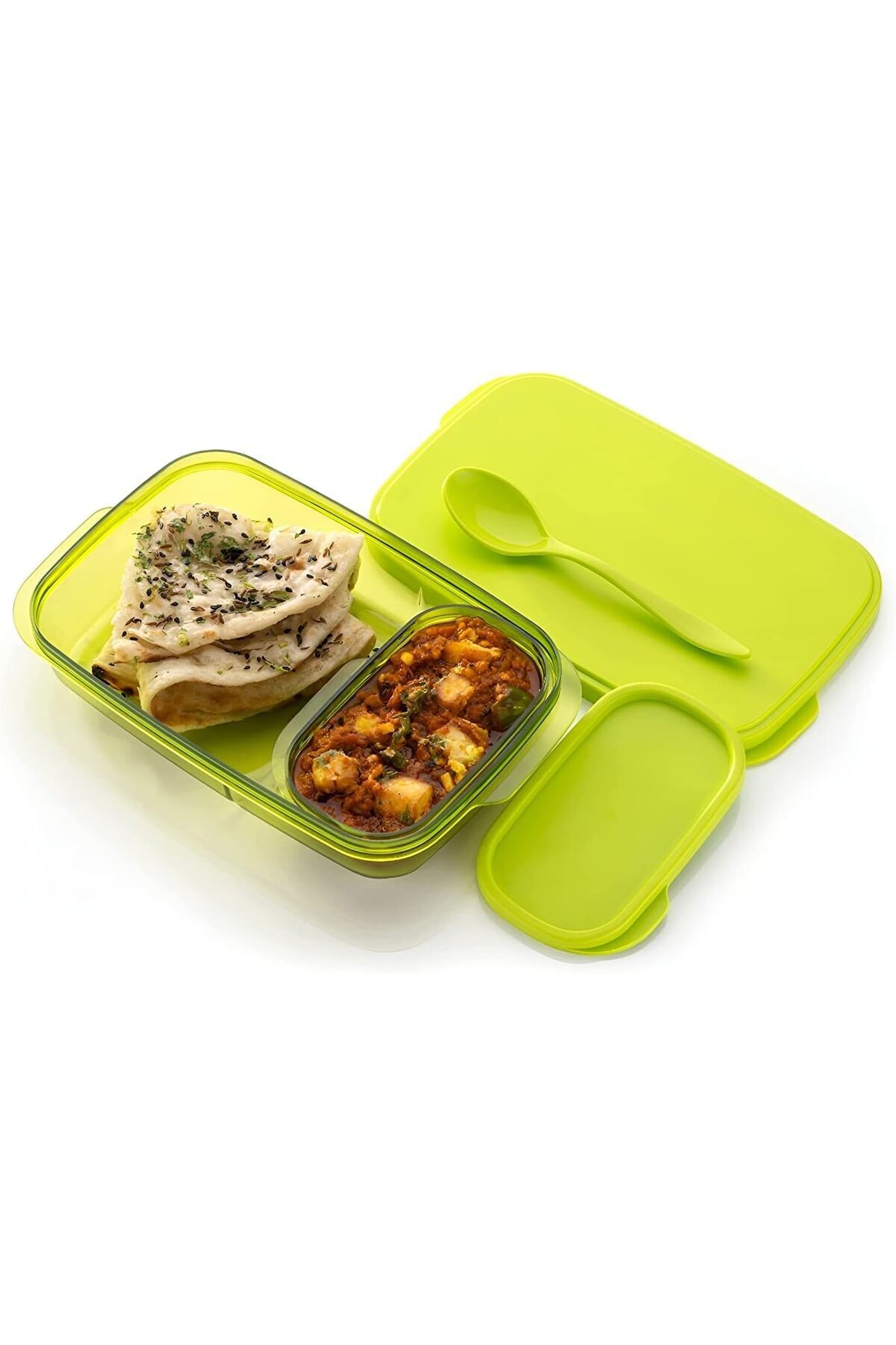 Bisbell-2-Part Partition Lunch Box with Spoon Set,BPA-Free Food Storage Container,BB1841 1