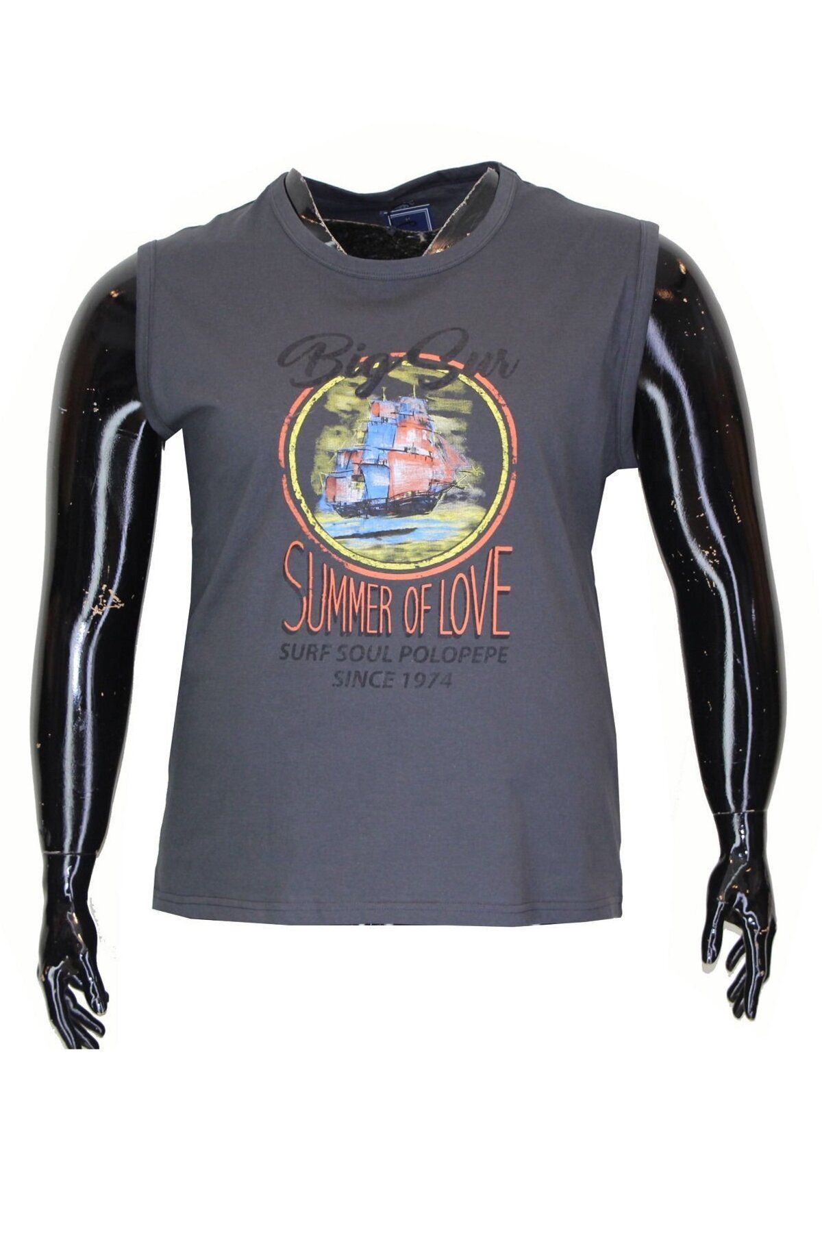 POLOPEPE Erkek Büyük Beden Tişört 2118 Füme-Füme - 5XL