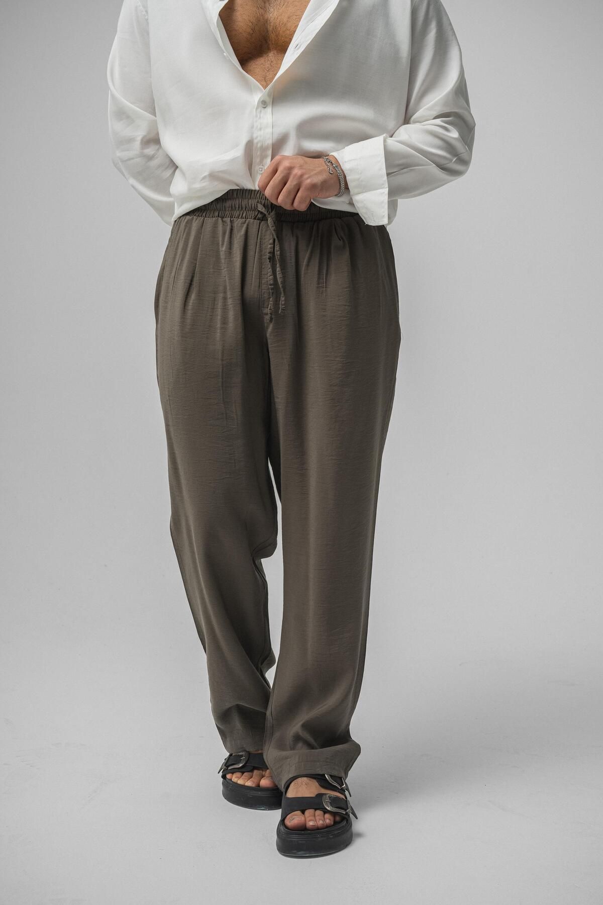 OUTFİT MAN Erkek Lyocell Kumaş Baggy Pant. Haki