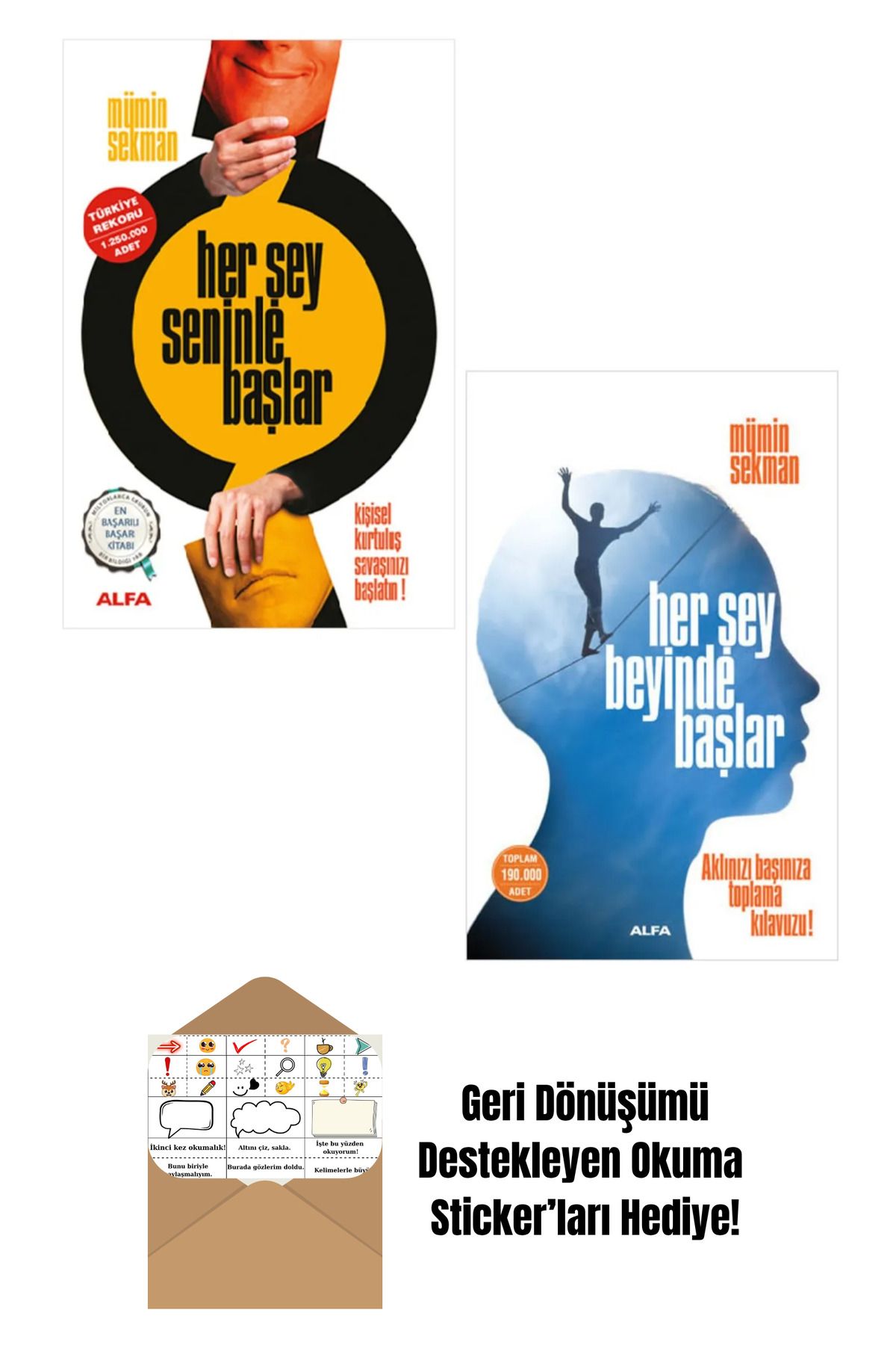 Alfa Yayınları Her Şey Seninle Başlar + Her Şey Beyinde Başlar + Okuma Sticker'ları