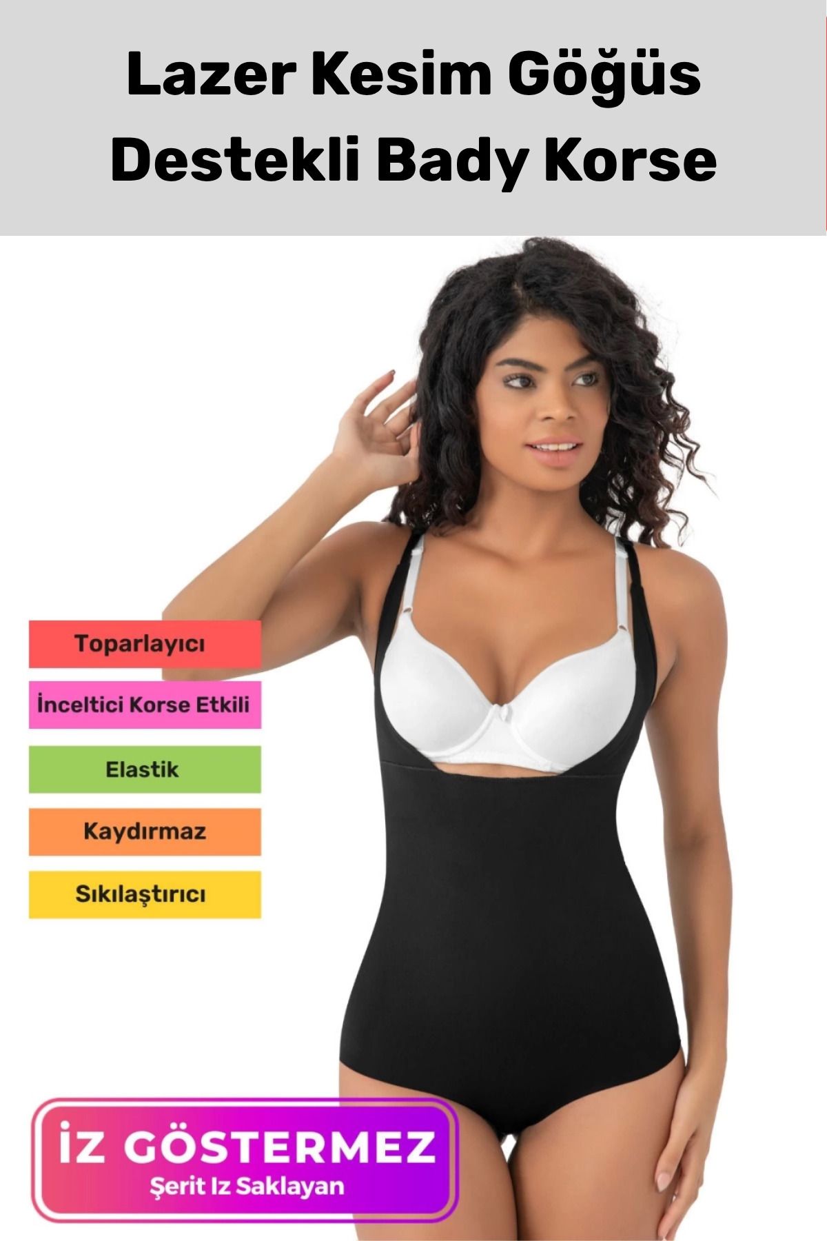 PeraNova Premium İz Göstermeyen Kaymaz Şekillendirici Toparlayıcı Lazer Kesim Gögüs Destekli Bady Korse