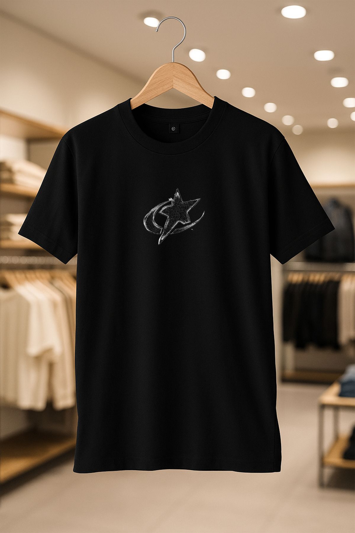 C&C OKULCUNUZ Star Oversize Unisex %100 Pamuklu Nefes Alan Kalin Kumaşlı T-Shirt