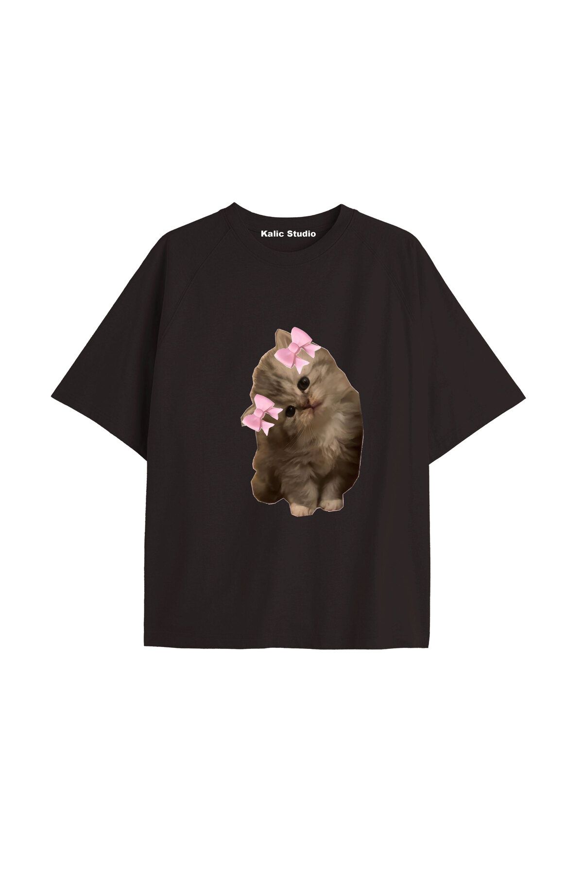 Kalic Studio Y2k vintage Cats Baskılı Sİyah T-shirt KOD 25