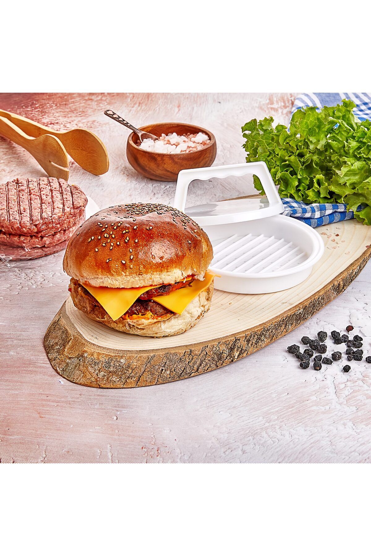 Buzka 2 Adet Hamburger Köfte Kalıbı Köfte Presi Şekillendirici Burger Press Pratik Köfte Yapma Aparatı