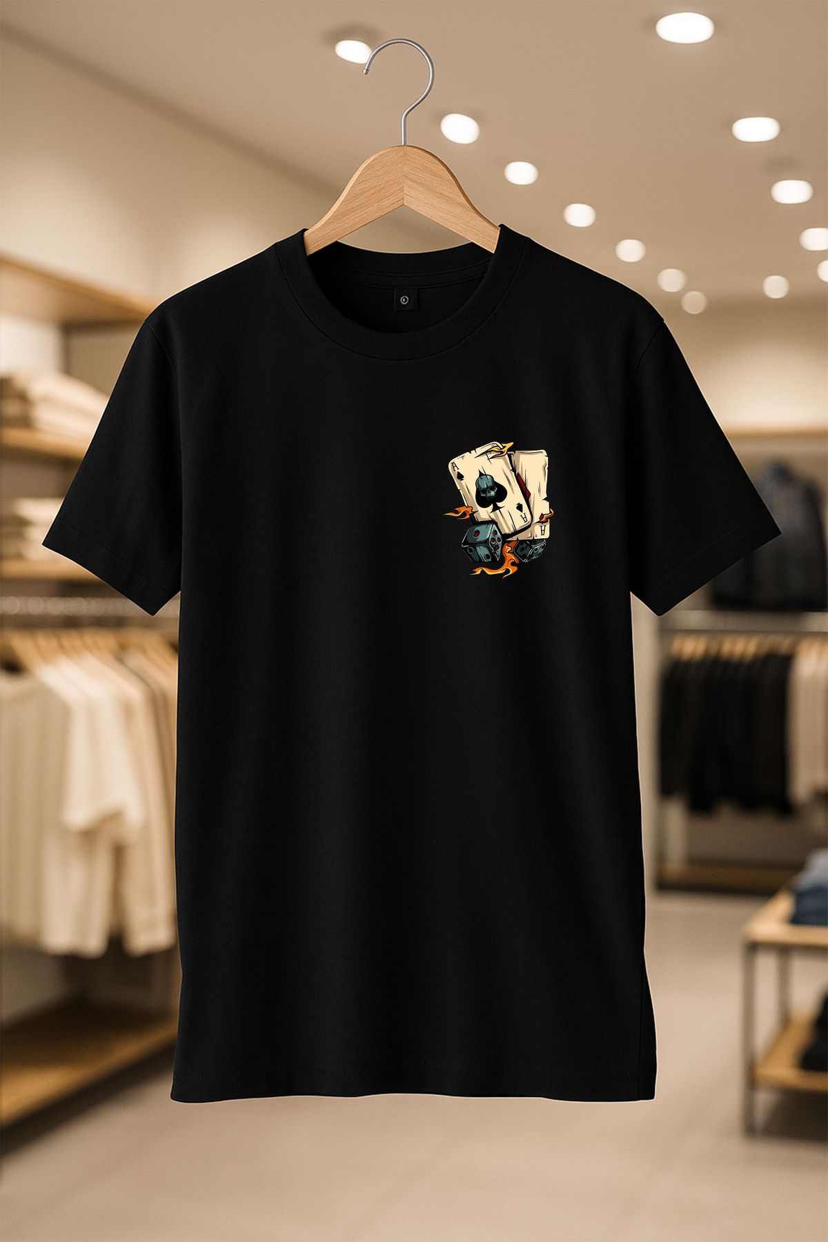 C&C OKULCUNUZ Poker Oversize Unisex %100 Pamuklu Nefes Alan Kalin Kumaşlı T-Shirt
