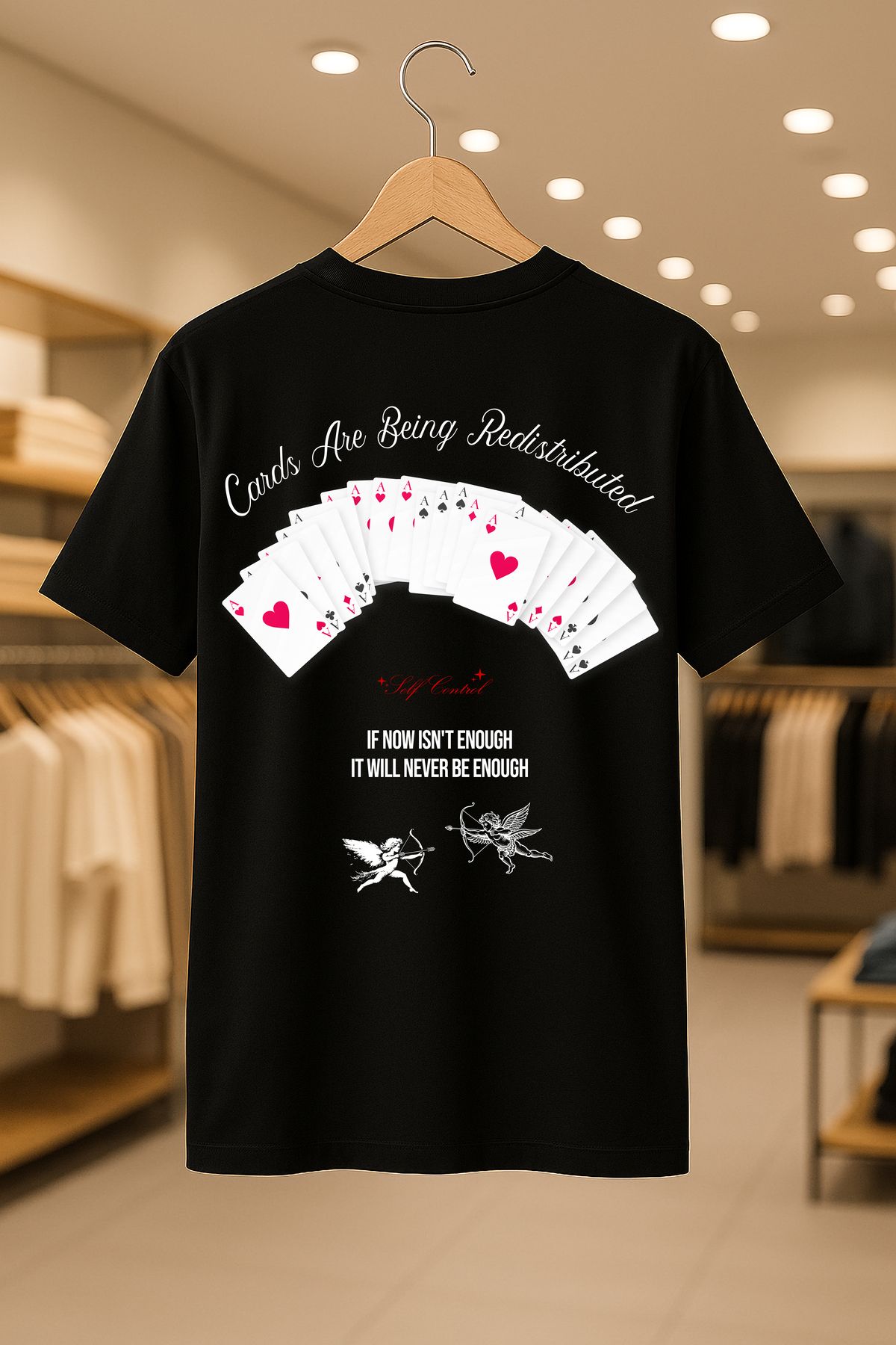 SELF CONTROL Poker Oversize Unisex %100 Pamuklu Nefes Alan Kalin Kumaşlı T-Shirt