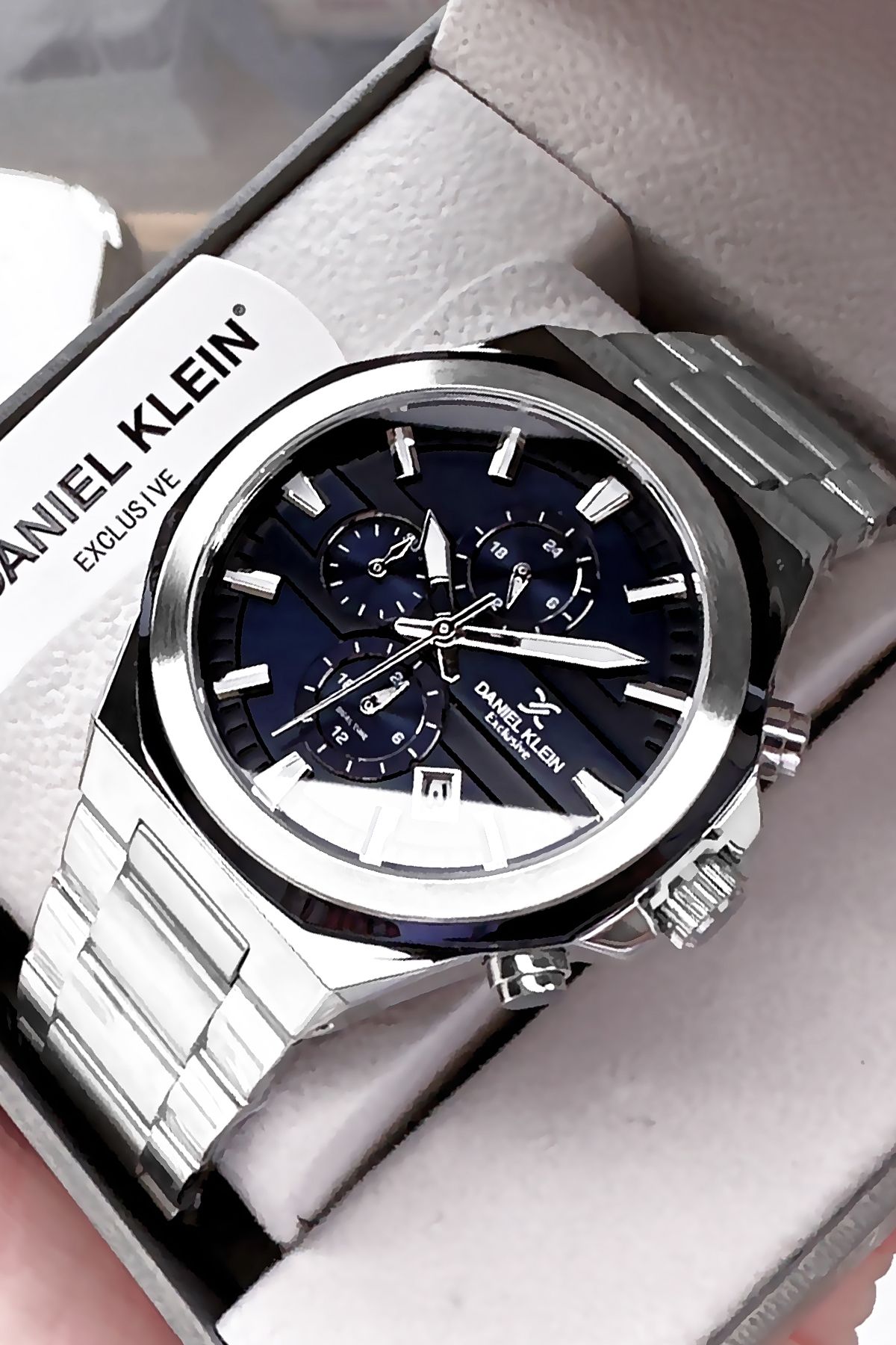 Daniel Klein Exclusive Erkek Kol Saati 3 Atm Su Geçirmez Gümüş Renk Çelik Kordon Hediye Bileklik DKE2130C2