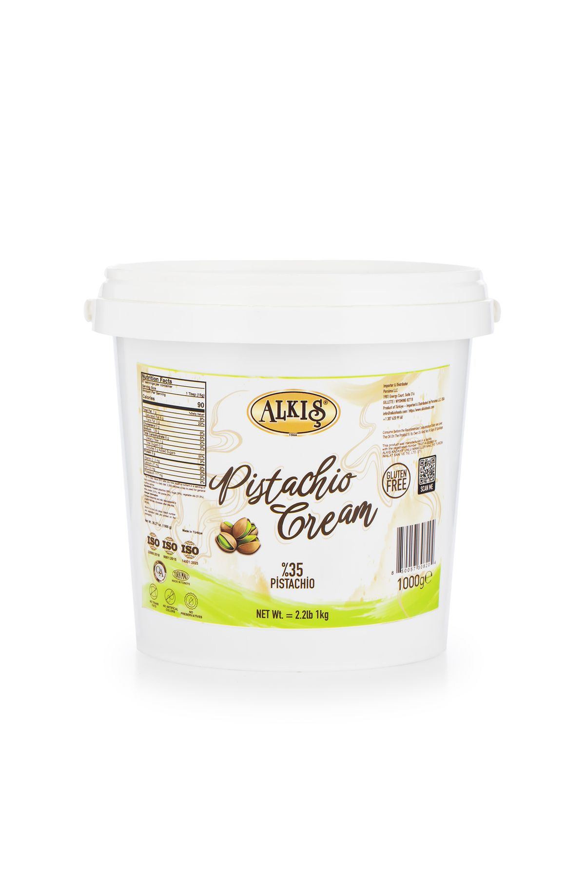 ALKIŞ Pistachio Creams Sürülebilir Glutensiz Dubai Çikolatasına Uygun Antep Fıstığı Kreması Net 1000 Gr