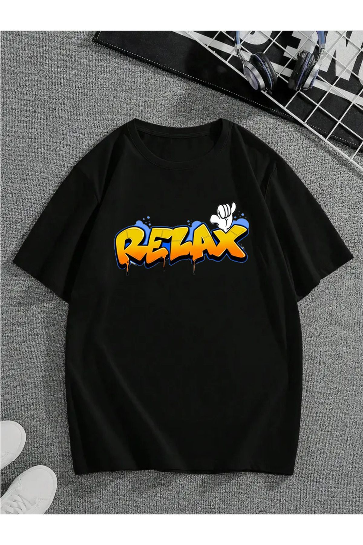 MODA Unisex Oversize Kalıp Relax Baskılı T-Shirt