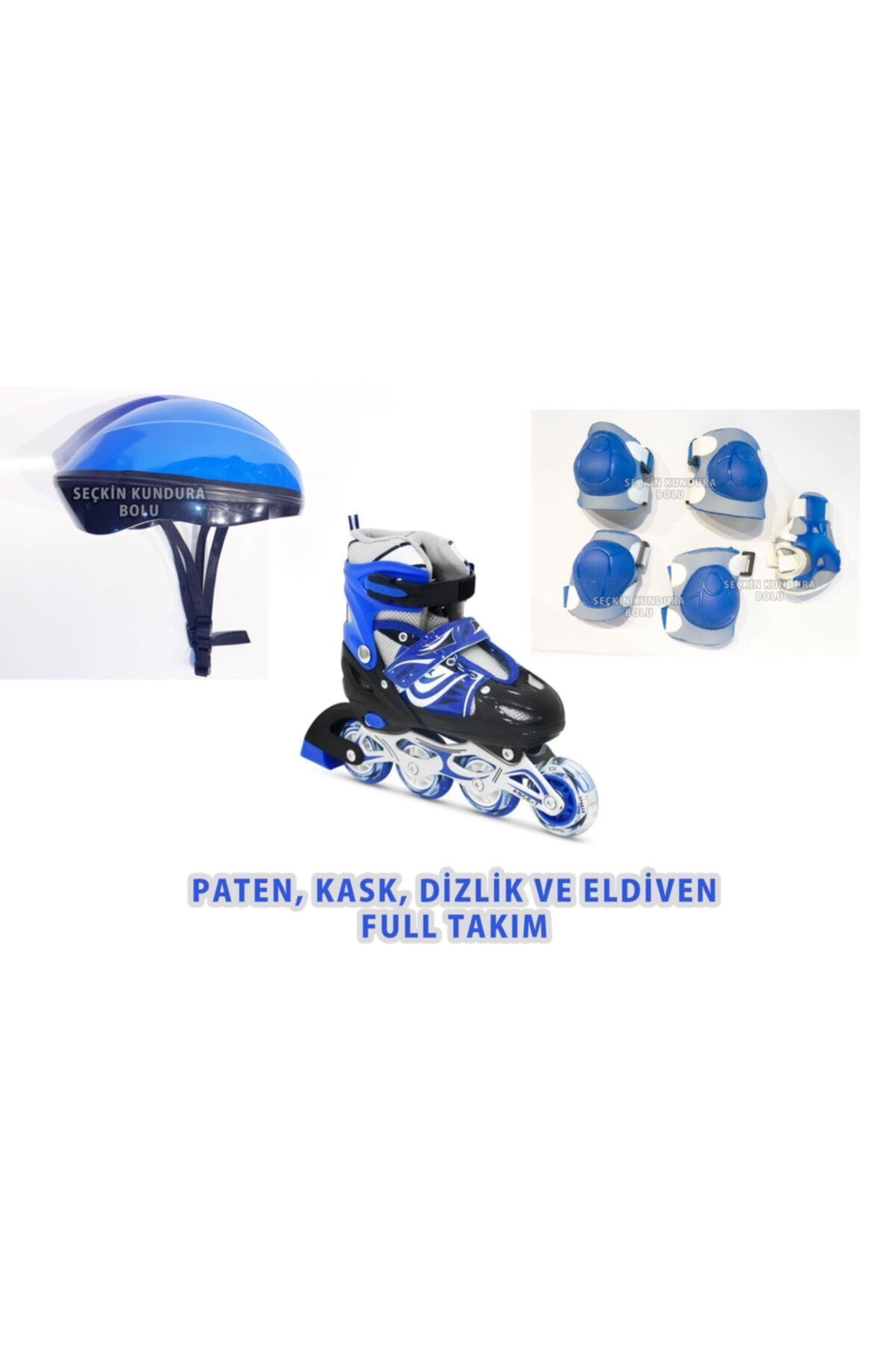SerenityHaven Çocuk Çift Sıra Ayarlanabilir Işıklı Mavi Full Paten Takımı