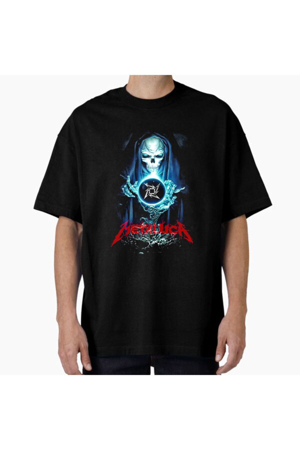 COMVİCHO Unisex Metallica11 Tasarım Baskılı Oversize T-Shirt