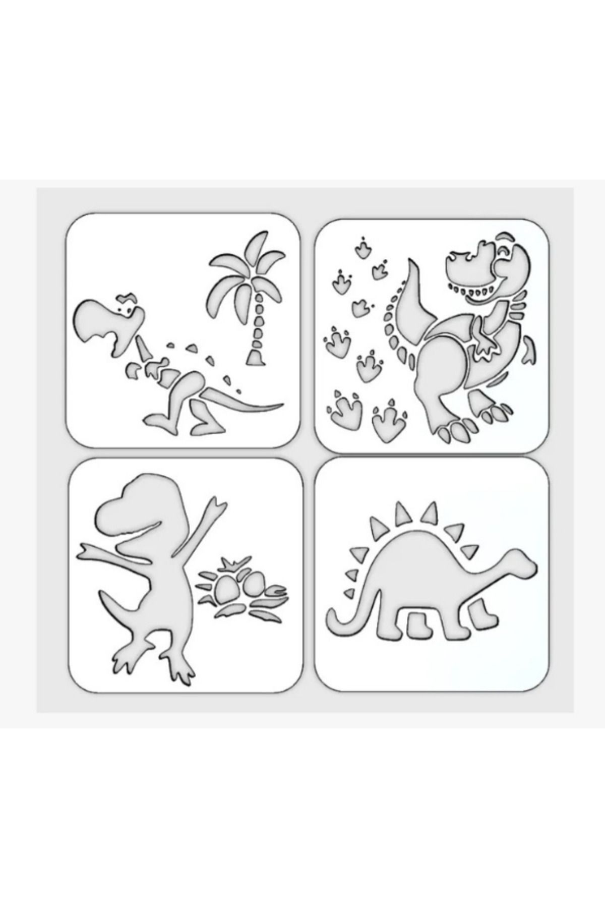 Muhcu Home 4'Lü - Dinozor Hayvanlar Resim Çizim Şablonu, Eğitici Materyaller, Montessori Oyuncaklar
