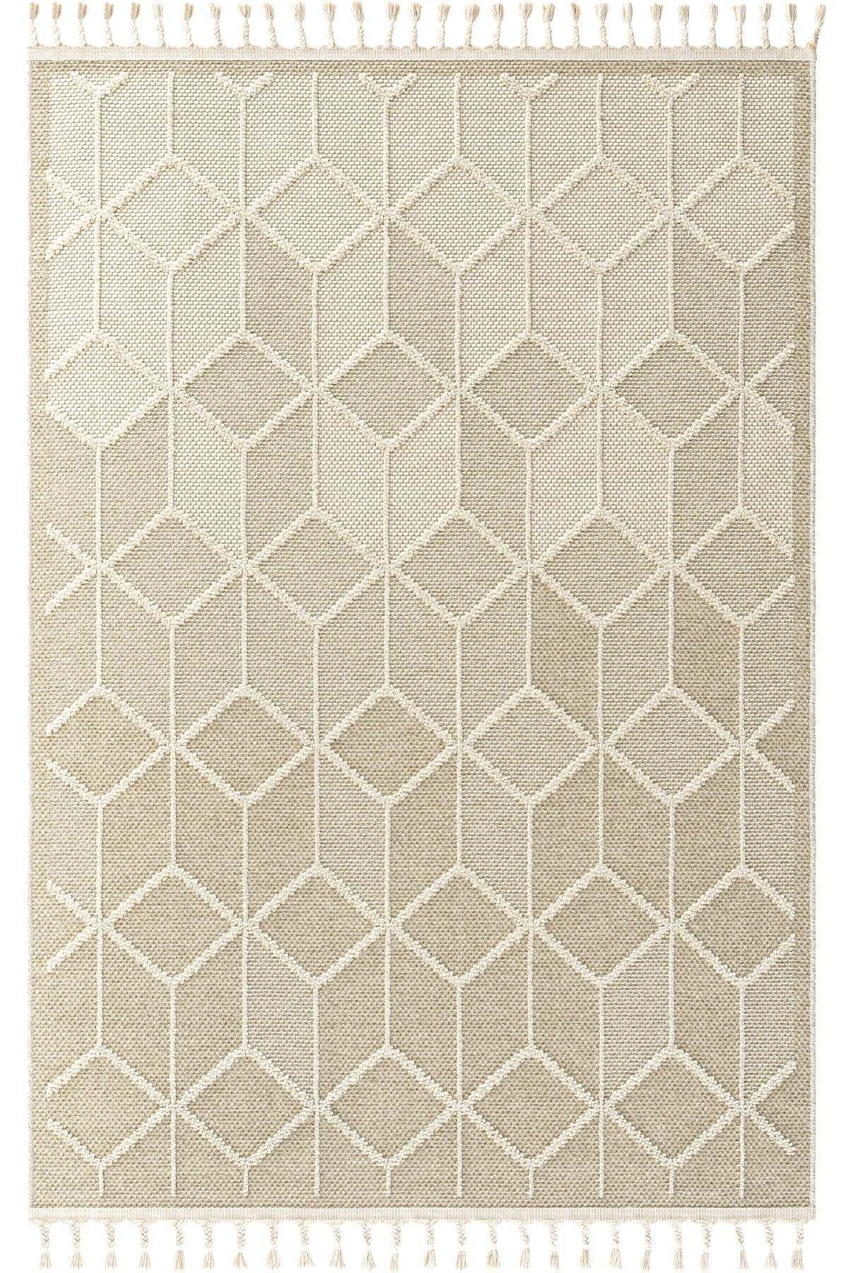 Halımax Eko Halı Soho SH 03 Beige Hav Toz Vermez Bukle Makine Halısı Yolluk Bej Mutfak Halısı